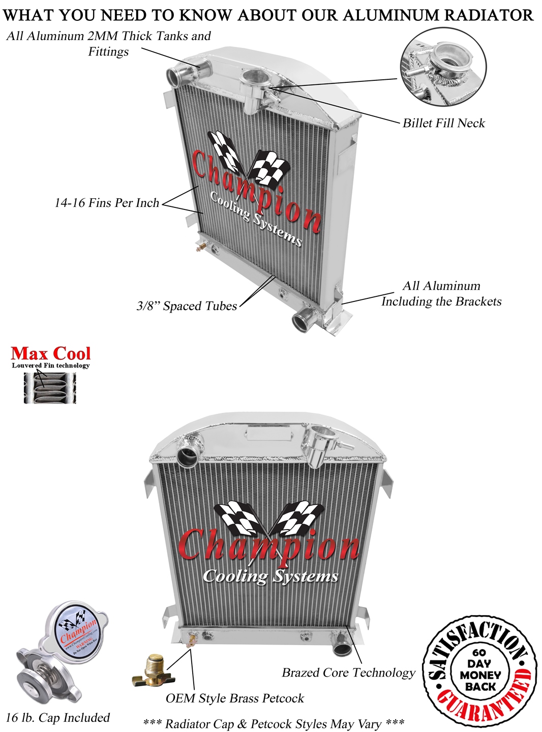 Chevy/ Mopar Config 3 Row All Aluminum Champion DR Radiator CC1009 Chevy/ Mopar Config 3 Row All Aluminum Champion DR Radiator CC1009