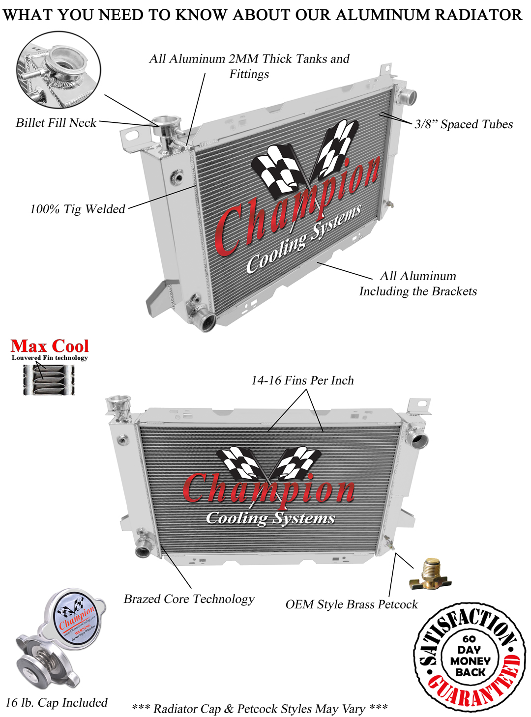 1985-1997 F-Series Champion Aluminum 4 Row Core KR Champion Radiator