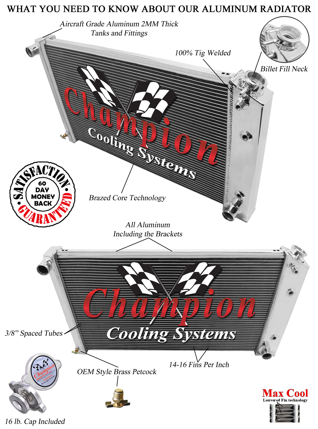 1966 1967 1968 1969 1970 1971 1972 1977 Cutlass Champion Racing 3 Row Radiator 