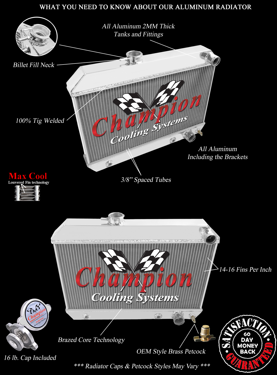 Rockin Champion 3 Row All Aluminum Radiator for 1962 1963 Buick Skylark #CC1649