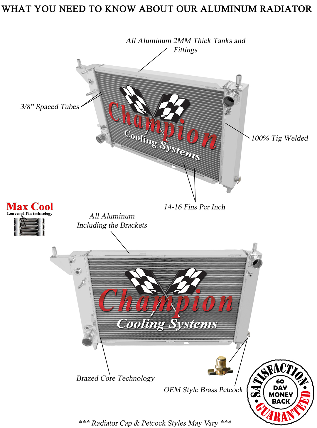 3 Row Eagle Champion Radiator for 1996 Ford Mustang V8 Engine #CC1775