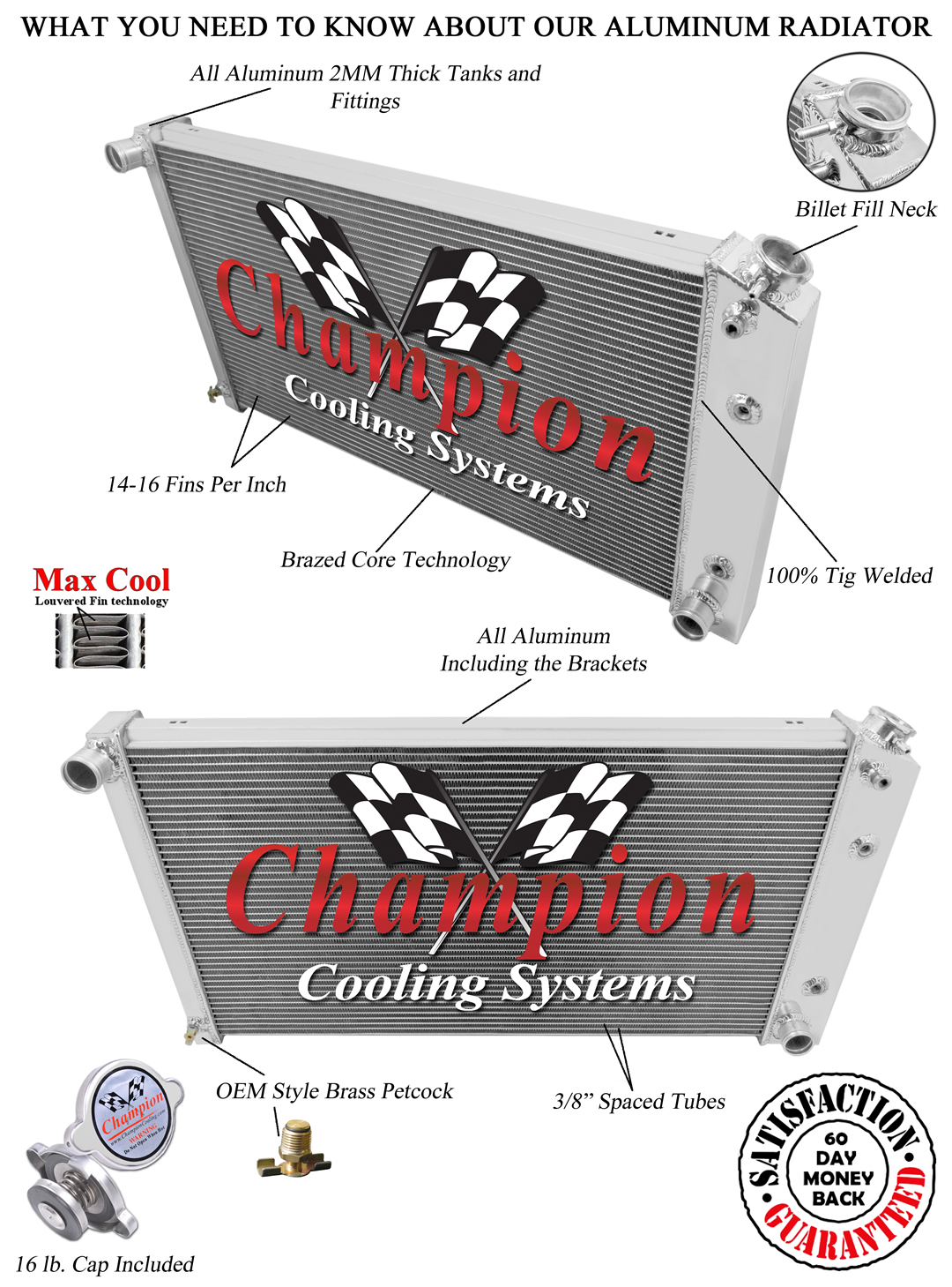 KKS MOTORSPORTS 3 ROW ALUMINUM RADIATOR CADILLAC FLEETWOOD 1977-1992 30/" CORE