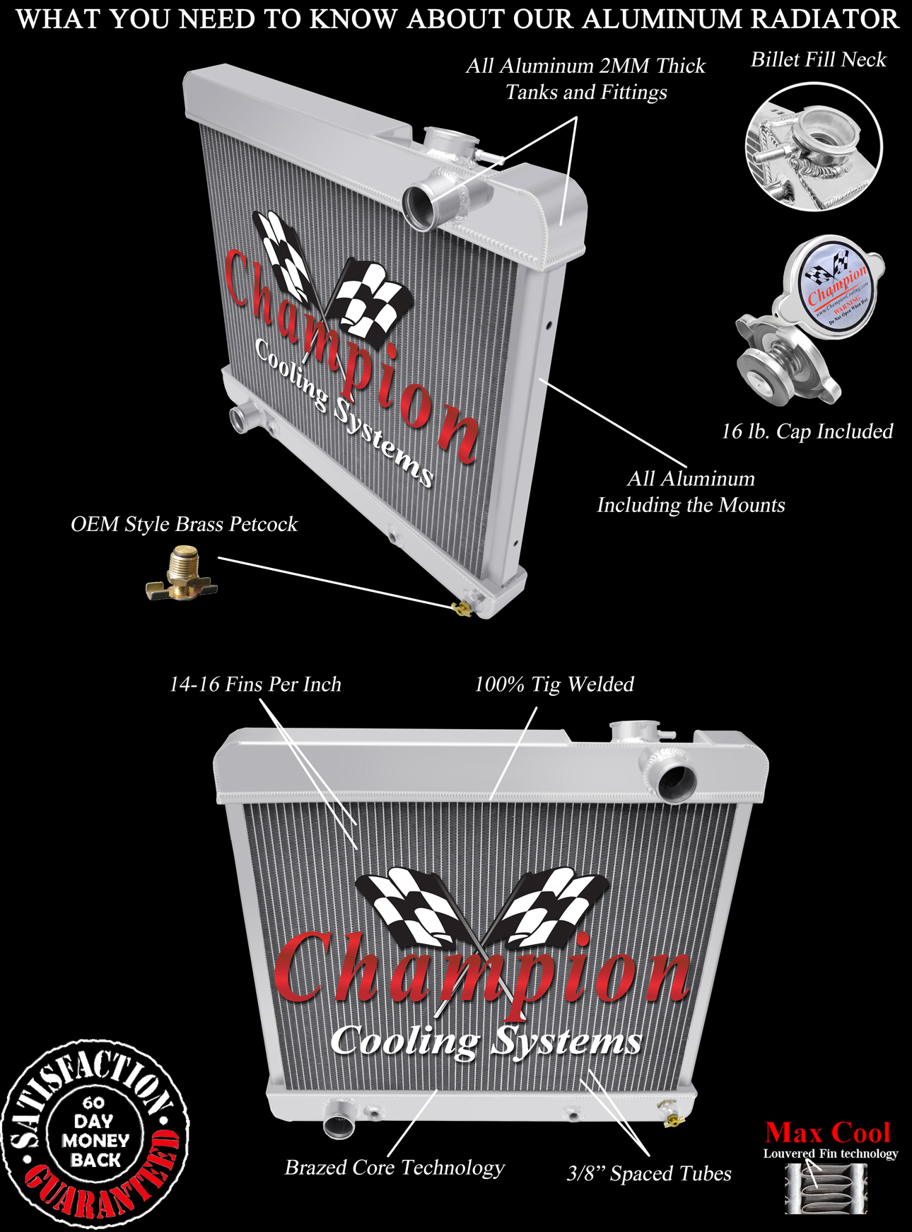 4 Row Queen Champion Radiator for 1960 1961 1962 1963 1964 Buick #MC3284