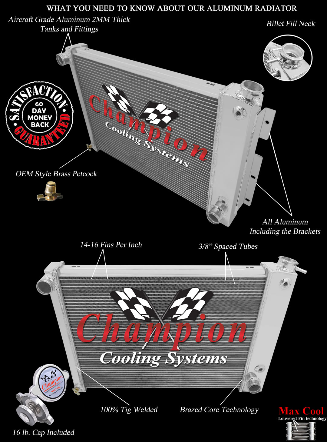 RN Champion 3 Row Radiator for 1967 - 1969 Chevrolet Camaro Big Block V8 Engine RN Champion 3 Row Radiator for 1967 - 1969 Chevrolet Camaro Big Block V8 Engine