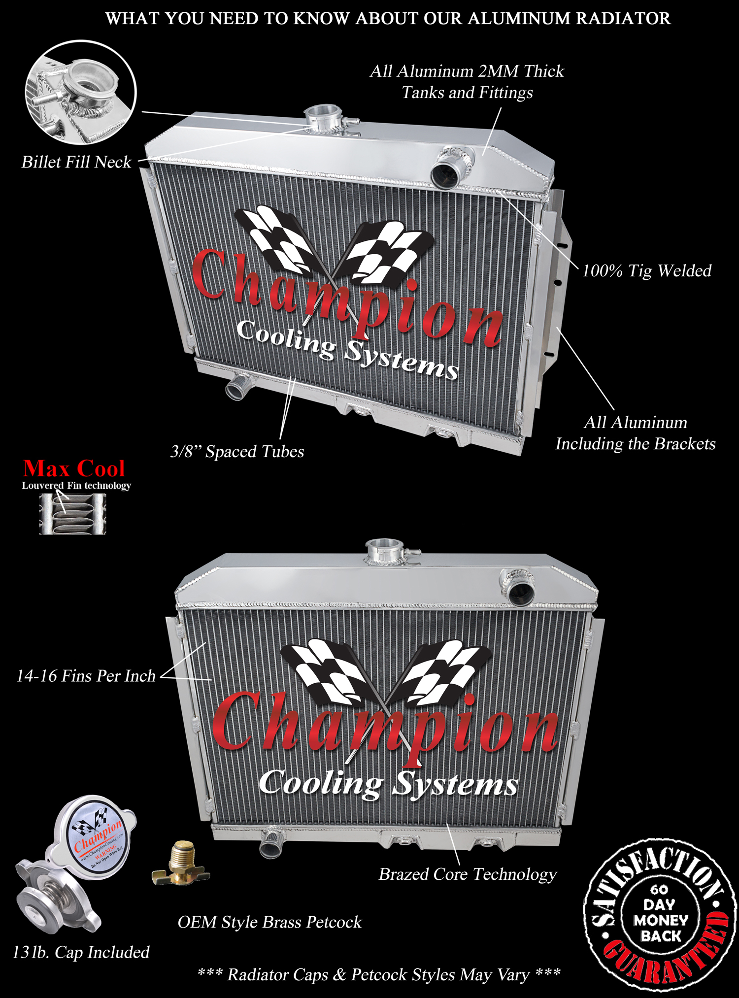 Rockin Champion 3 Row All Aluminum Radiator for 1972 - 1976 AMC Gremlin #CC403