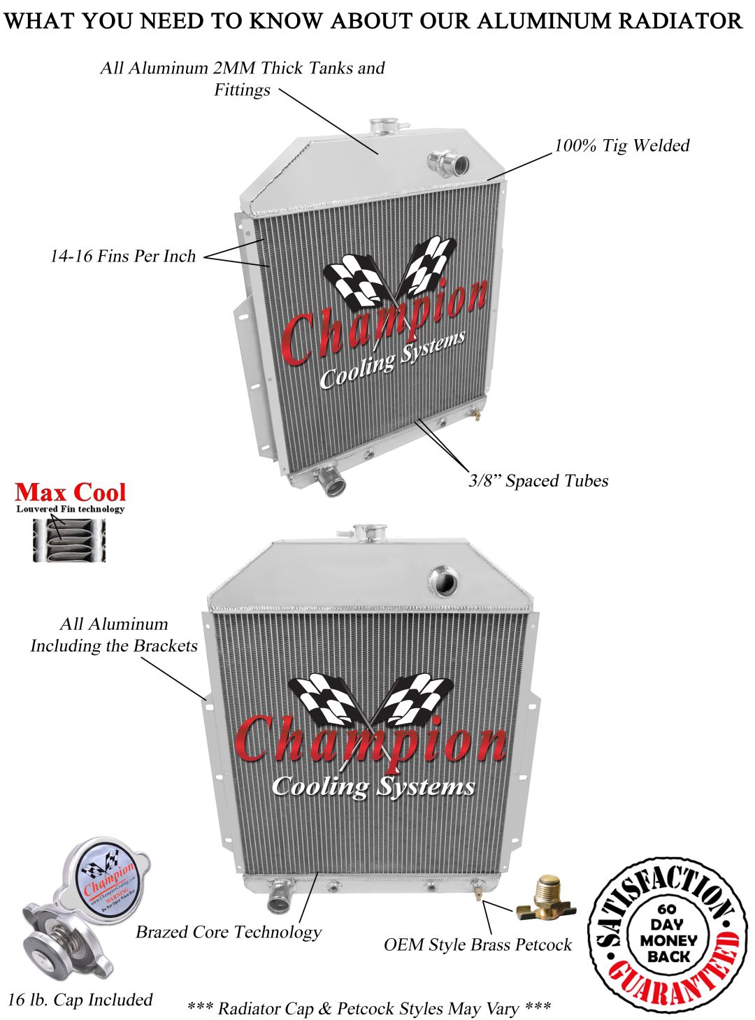 Ford V8 1948 1949 1950 1951 1952 Ford 1//2 Ton Truck 3 Row RS Radiator