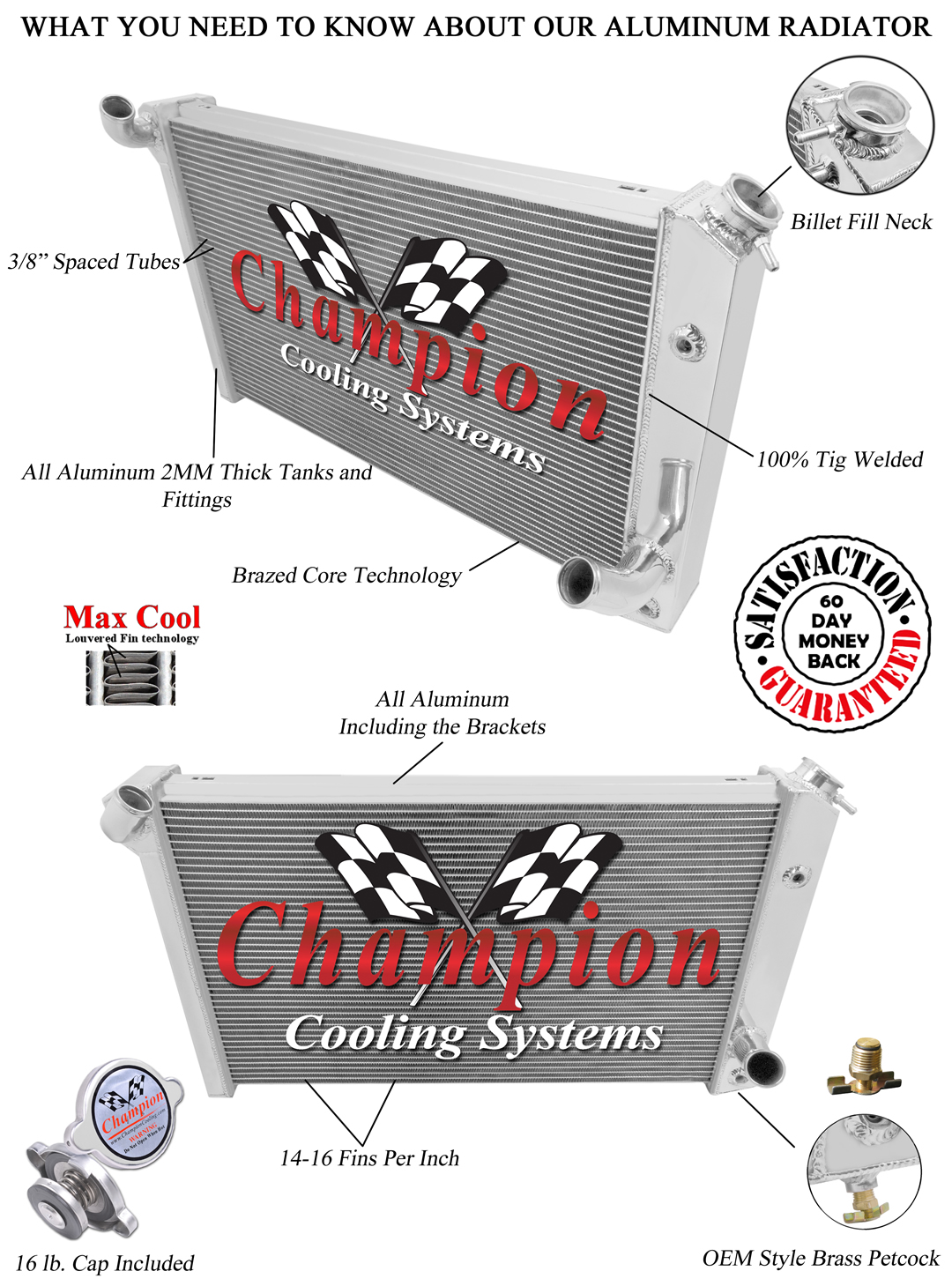 1973 74 75 76 Chevrolet Corvette Aluminum 3 Row Core KR Champion ...