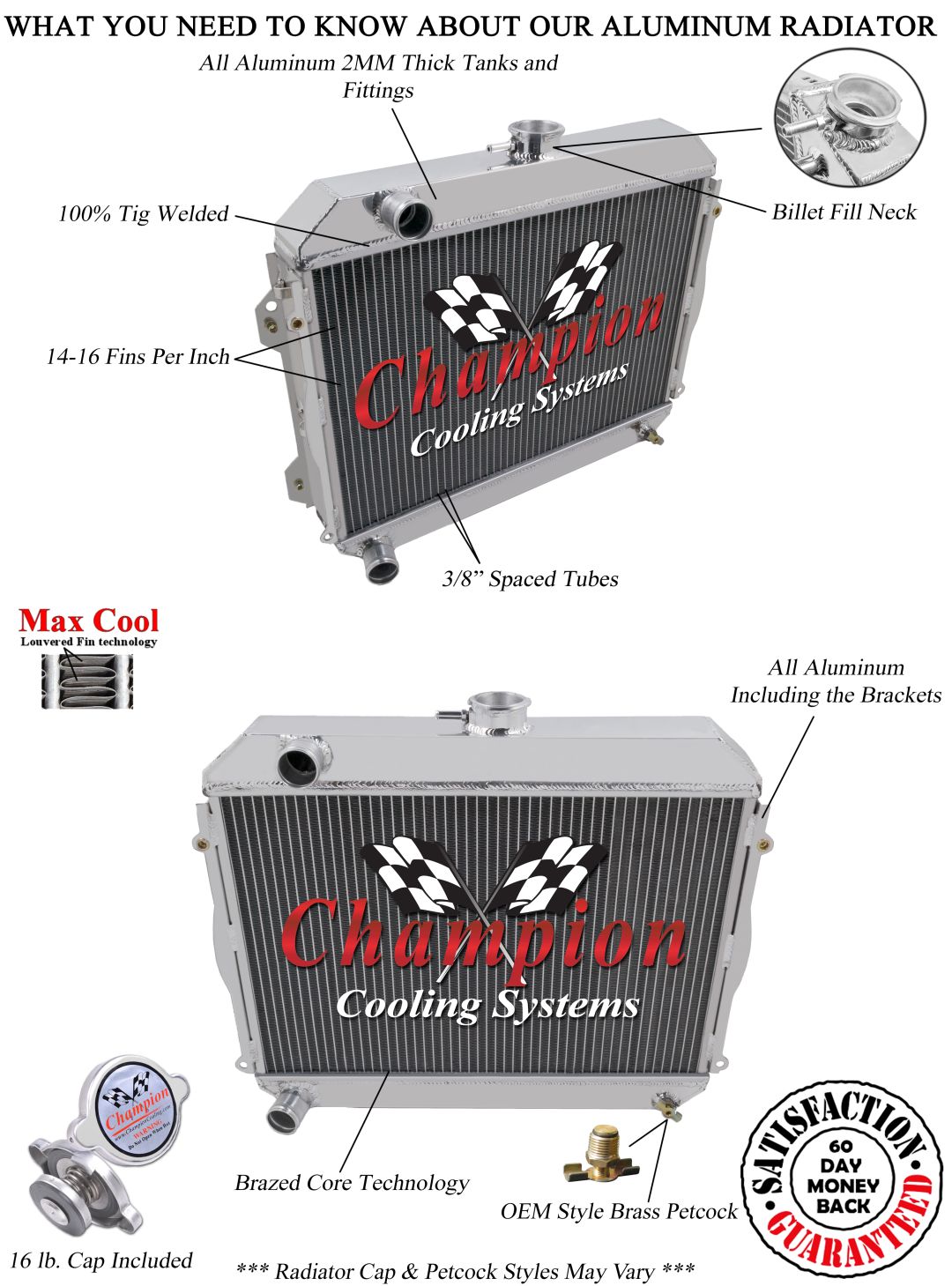 Discount Champion 3 Row All Aluminum Radiator for 1975 - 1979 Toyota Corolla