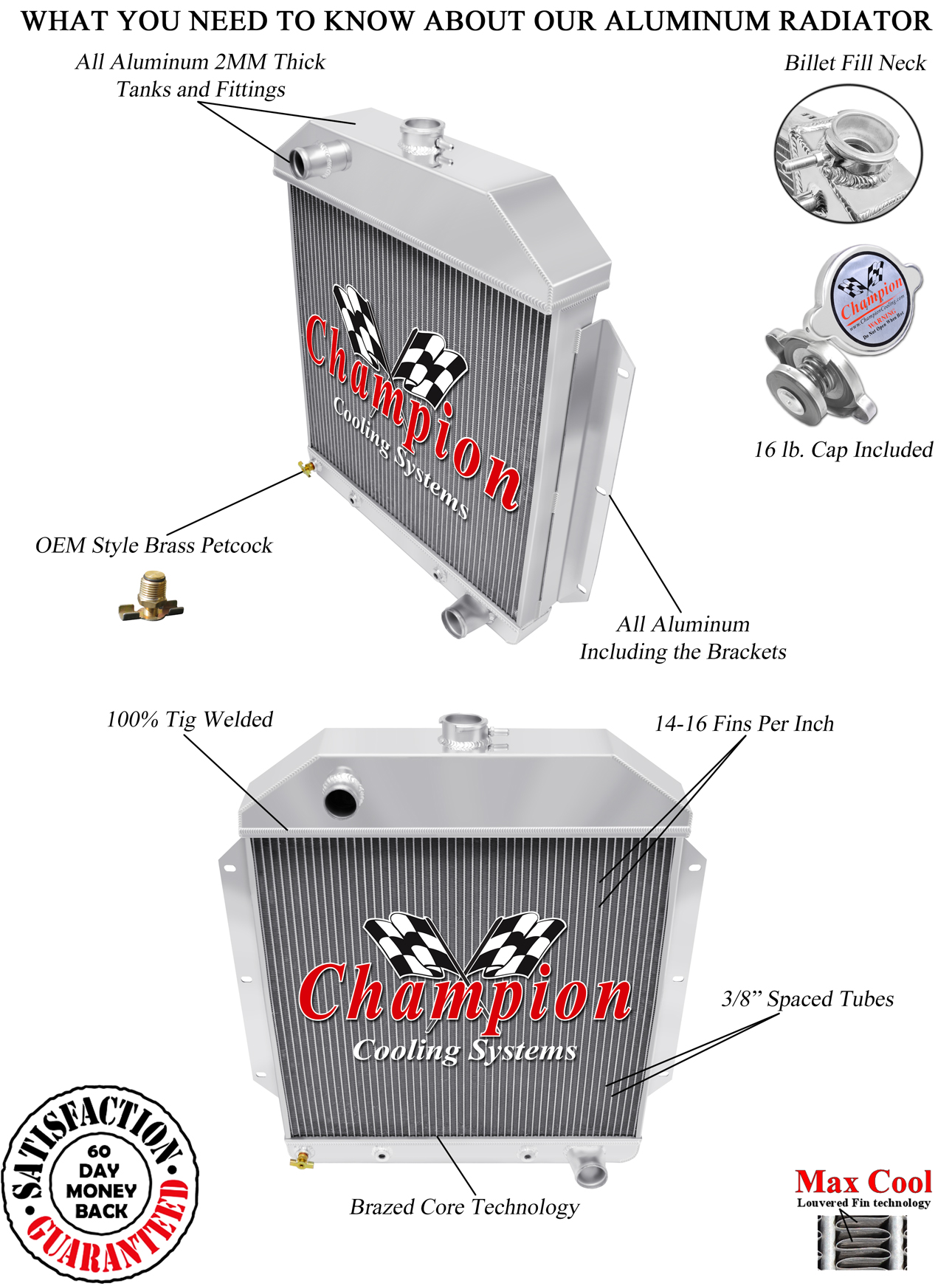 2 Row Discount Champion Radiator for 1949 50 51 52 1953 Ford Cars Chevy Engine 2 Row Discount Champion Radiator for 1949 50 51 52 1953 Ford Cars Chevy Engine