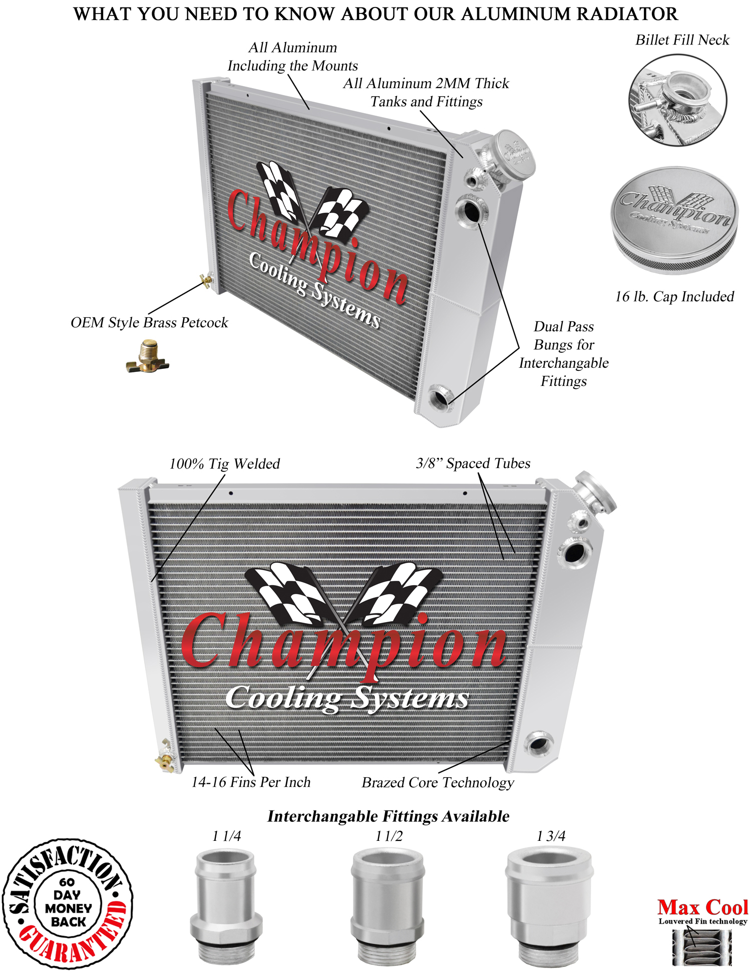 DR Champion 3 Row Dual Pass Radiator 20",1 1/2",1 1/2" for 1968-1987 GM LS Swap DR Champion 3 Row Dual Pass Radiator 20",1 1/2",1 1/2" for 1968-1987 GM LS Swap