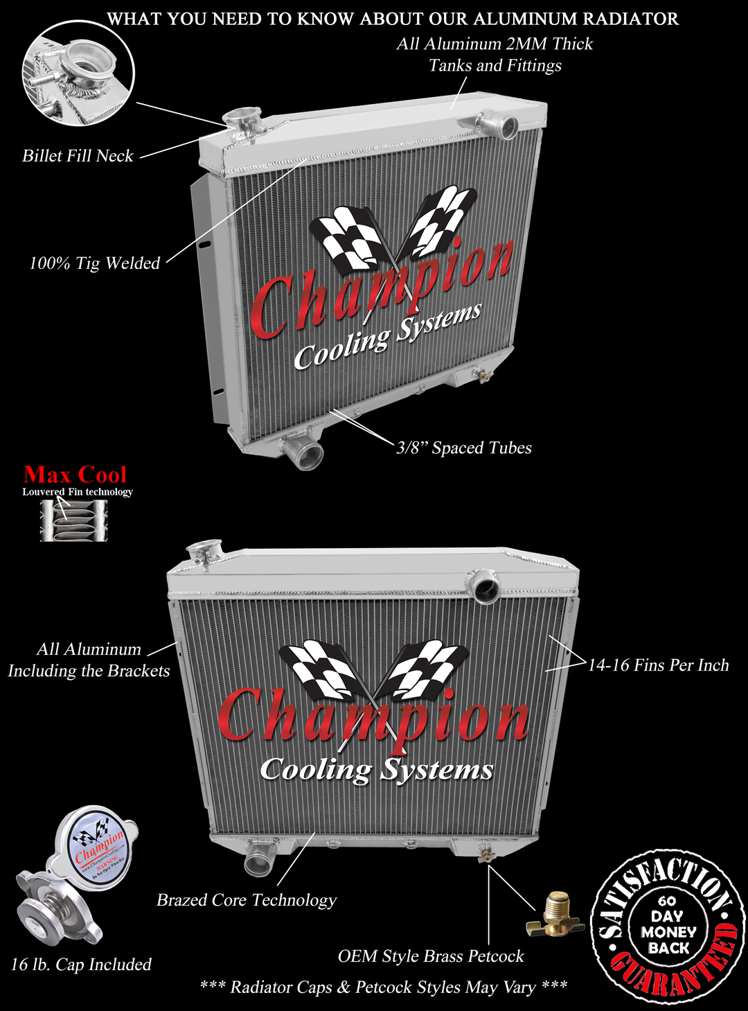 RN Champion 3 Row Radiator for 1957 - 1959 Ford Ranch Wagon V8 Engine #CC5759