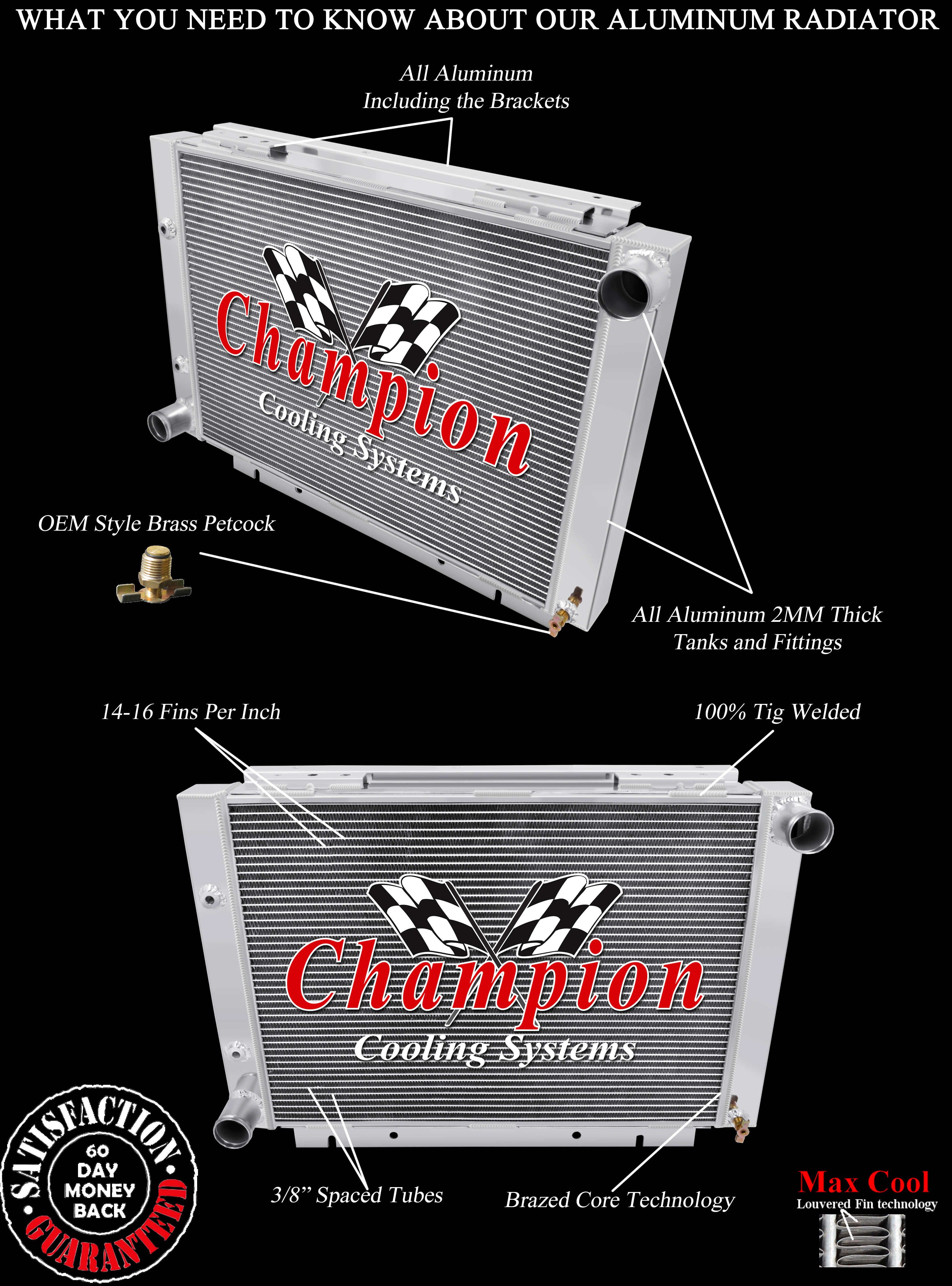 Rockin Champion 4 Row All Aluminum Radiator for 1960 1961 1962 1963 Ford Galaxie