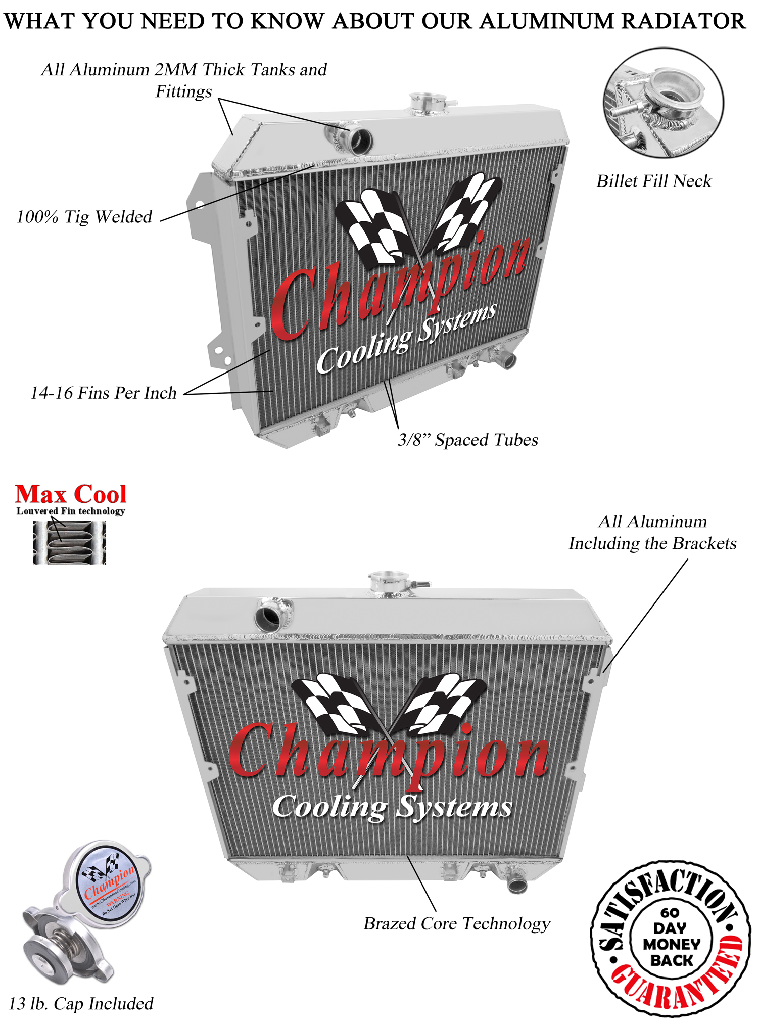2 Row SubZero Champion Radiator for 1975 1976 1977 1978 Nissan 280Z L6 Engine 2 Row SubZero Champion Radiator for 1975 1976 1977 1978 Nissan 280Z L6 Engine