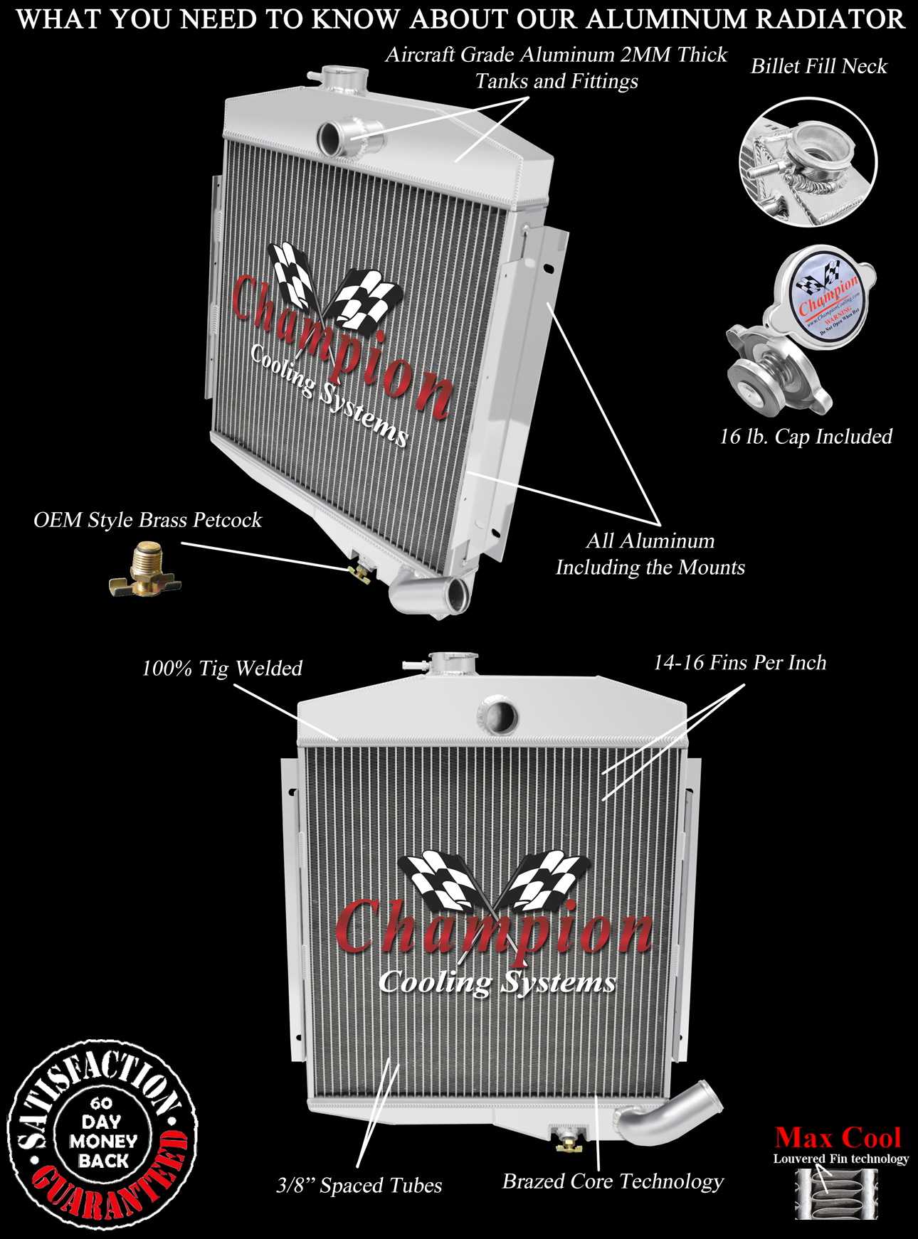 RN Champion 2 Row All Aluminum Radiator for 1965 - 1971 Jeep CJ5 Buick V6 Engine RN Champion 2 Row All Aluminum Radiator for 1965 - 1971 Jeep CJ5 Buick V6 Engine