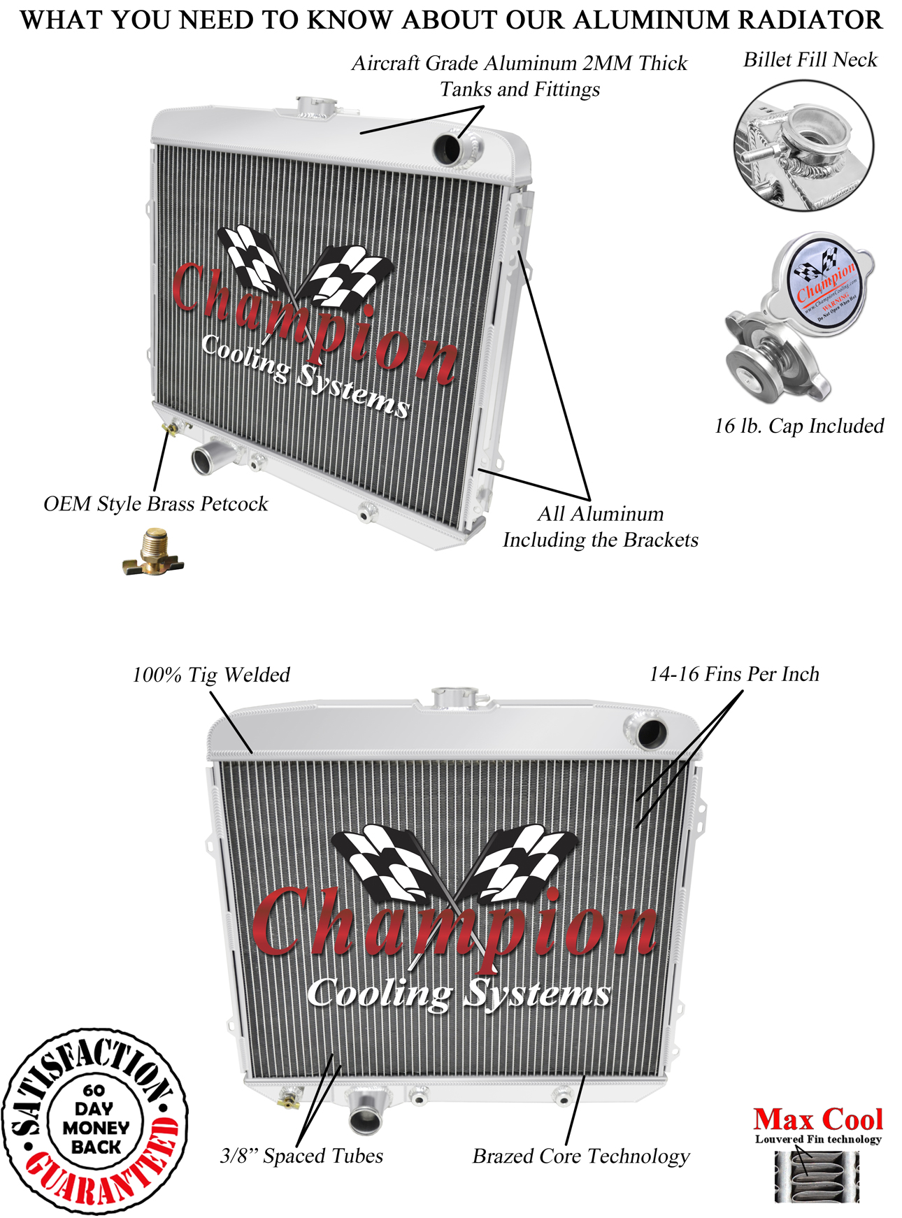 3 Row SZ Champion Radiator for 1967 Ford Galaxie Base V8 Engine