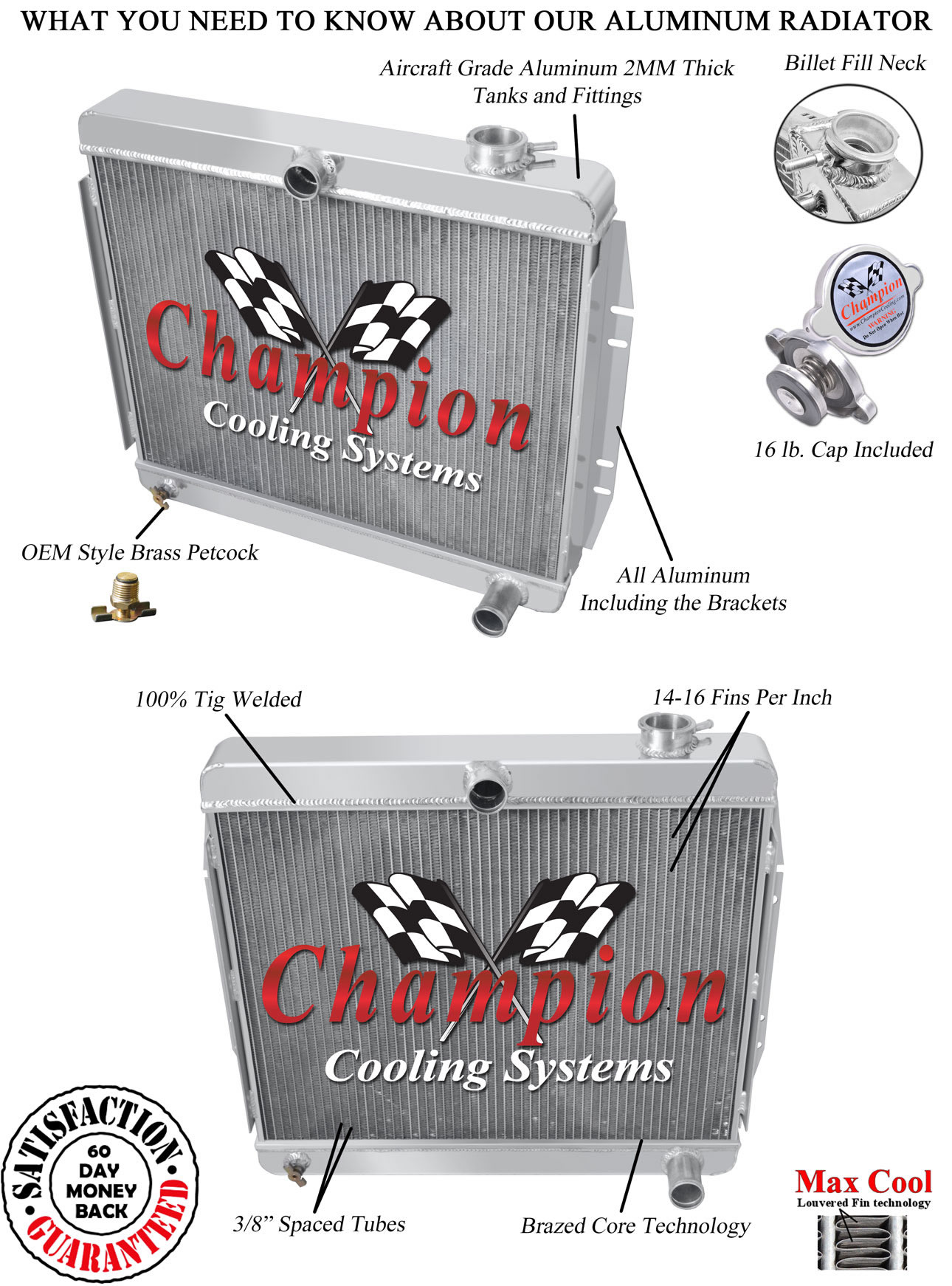 3 Row AR Champion Radiator for 1970 - 1971 Jeep CJ5 and CJ6 V8 Engine 3 Row AR Champion Radiator for 1970 - 1971 Jeep CJ5 and CJ6 V8 Engine