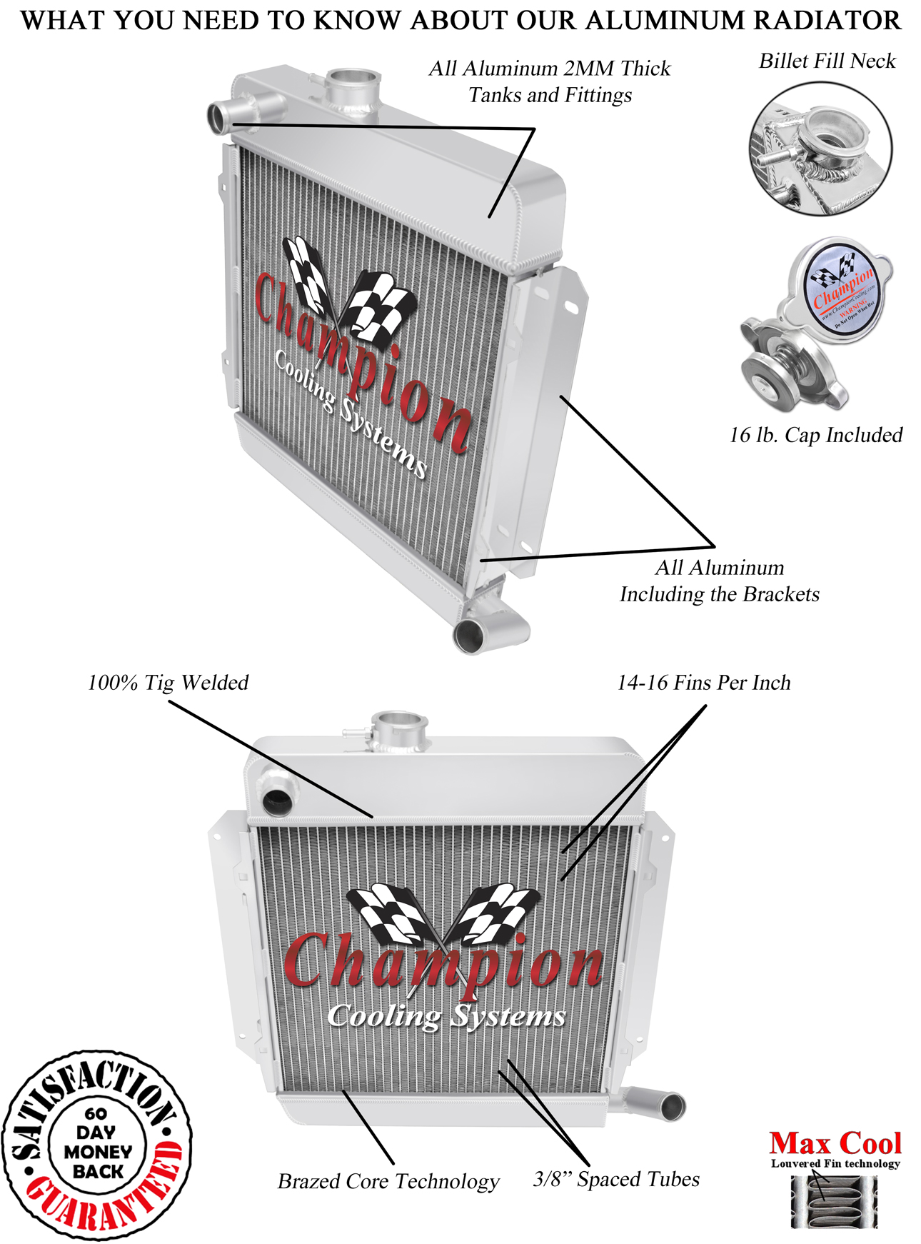 3 Row Performance Champion Radiator for 1969 - 1974 BMW 2002tii L4 Engine