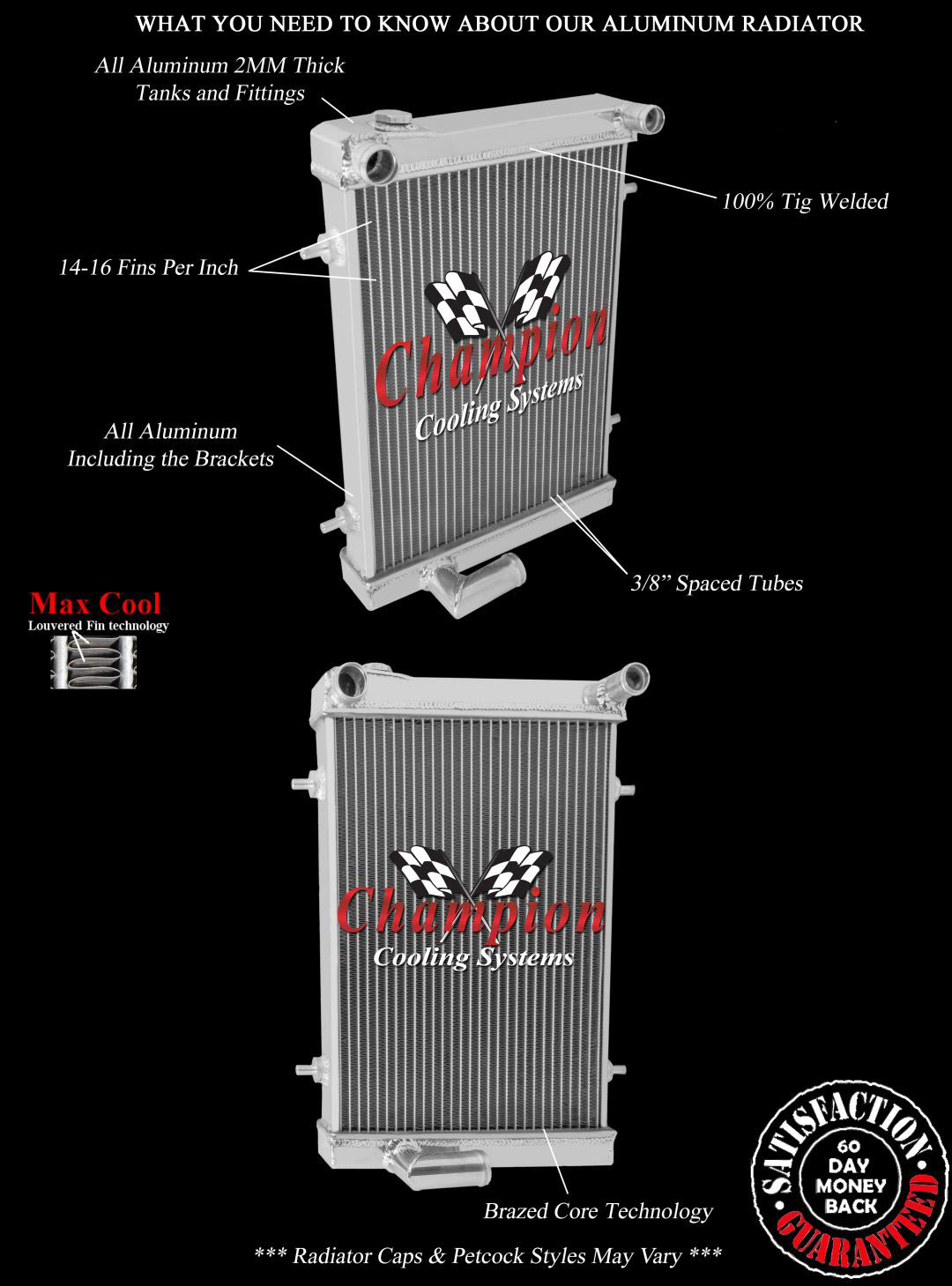 Rockin Champion 3 Row All Aluminum Radiator for 1979 1980 Triumph Spitfire