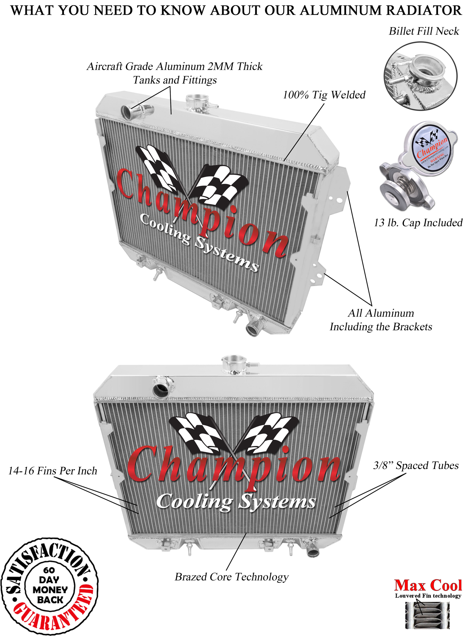 CA 3 Row Aluminum Radiator For 81-83 Nissan 280ZX