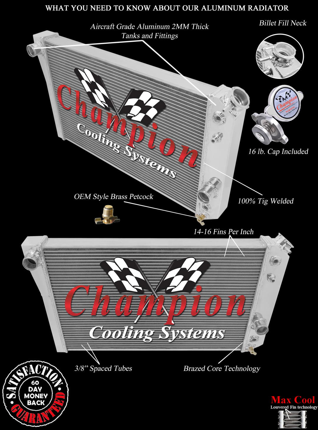 RN Champion 3 Row Radiator for 1984 - 1990 Chevrolet S10 V8 Conversion #CC829