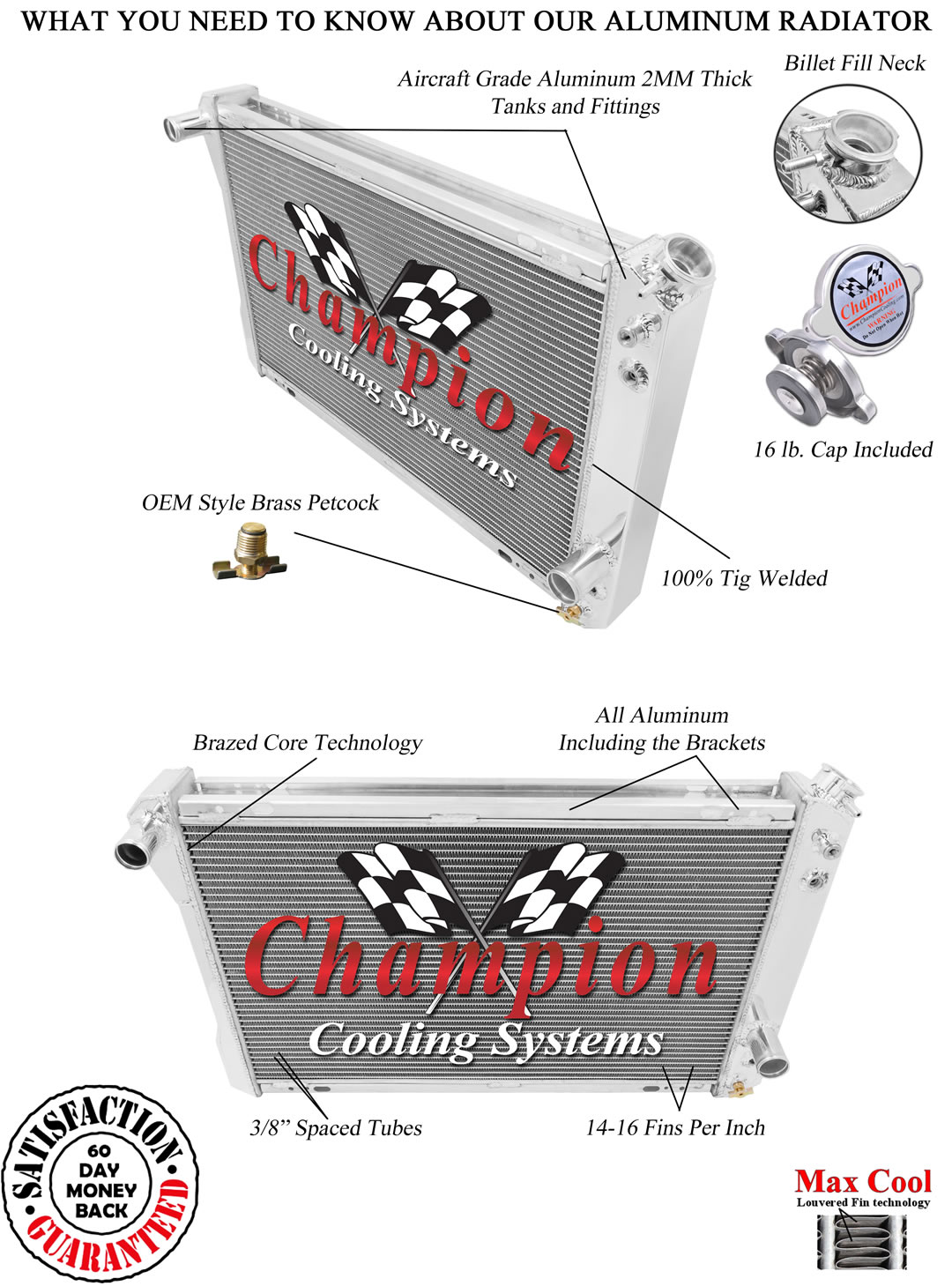 1982 1983 1984 1985 1986 1987 1988 Camaro Z28 3 Row Aluminum DR Radiator