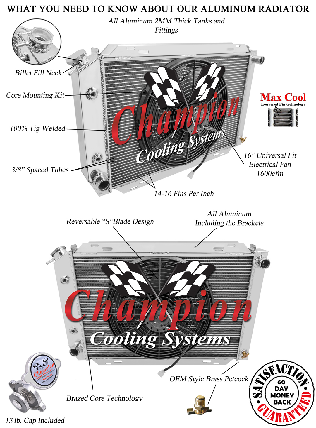 1980 1981 1982 1983 1984 1985 1986 Mercury Capri 2 Row Champion DR Radiator