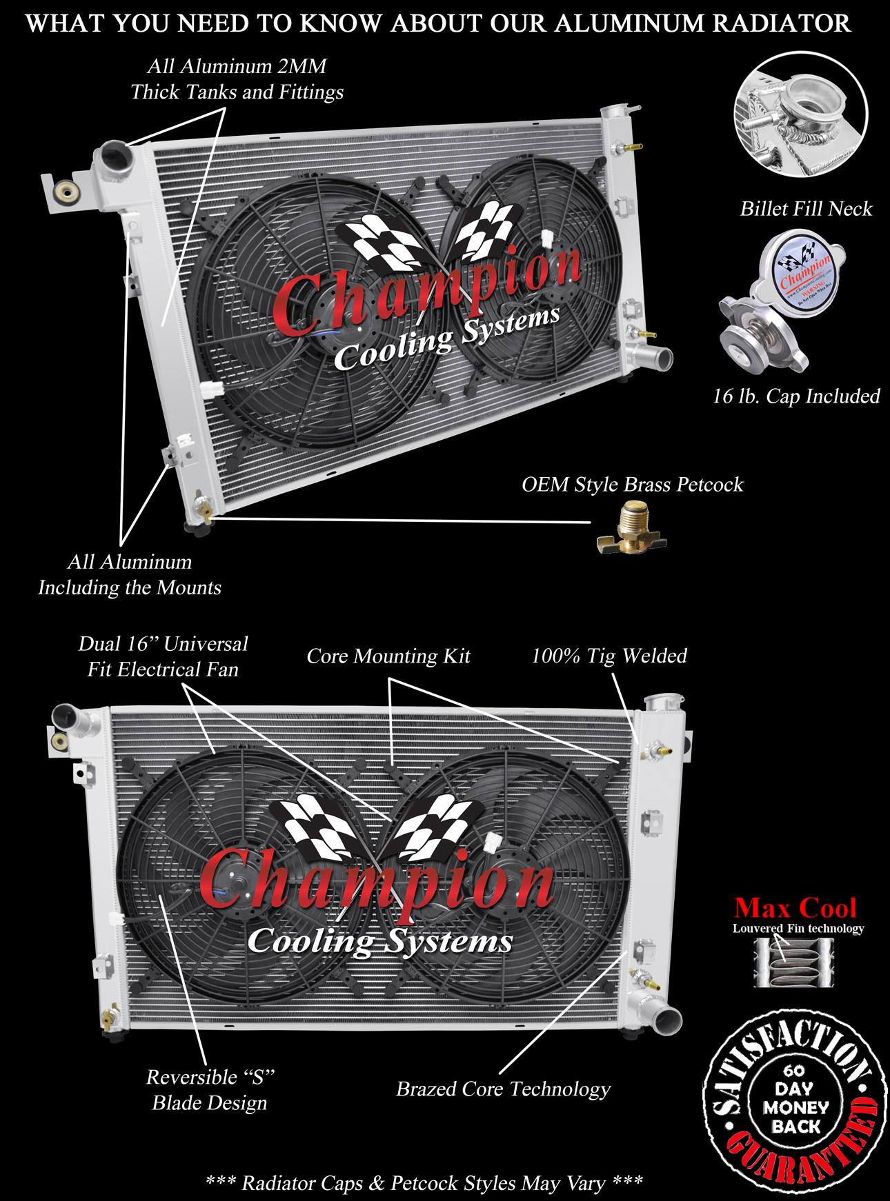 RN Champion 3 Row Radiator W/ 16" Fans for 1994 - 2002 Dodge Ram 2500 V8 Engine RN Champion 3 Row Radiator W/ 16" Fans for 1994 - 2002 Dodge Ram 2500 V8 Engine