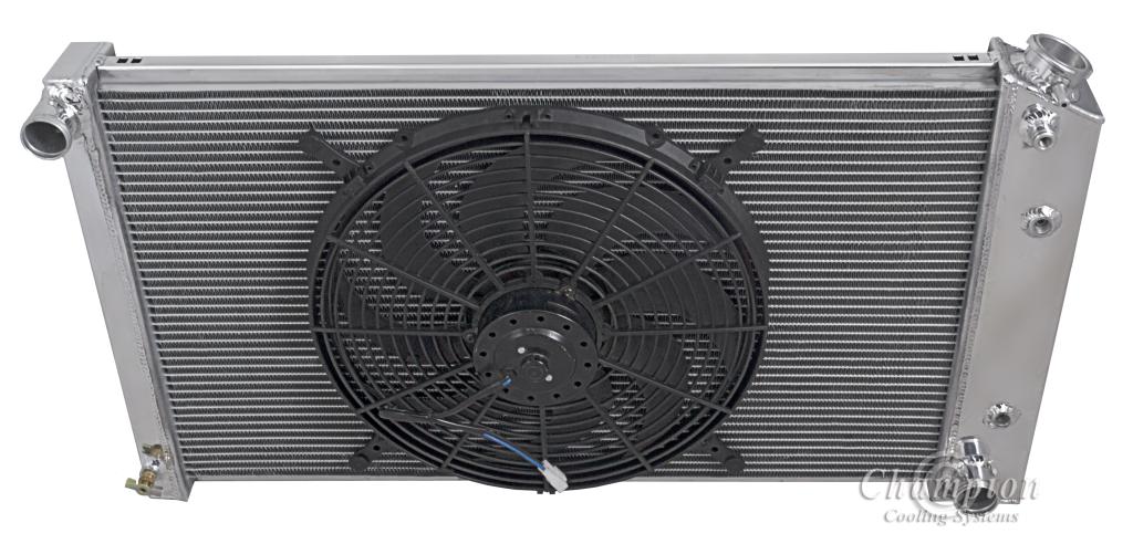 3 Row DR Champion Radiator 17"x26" Core, 16" Fan for 1978-1987 Chevy El Camino