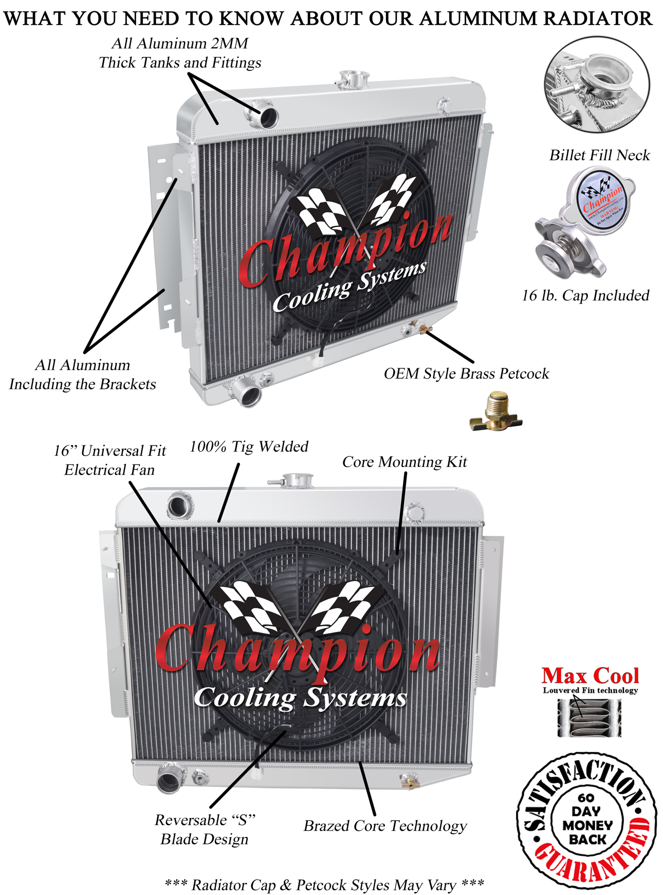 SR Champion 3 Row Radiator,16" Fan for 1966-1969 Dodge Charger Base Small V8 Eng SR Champion 3 Row Radiator,16" Fan for 1966-1969 Dodge Charger Base Small V8 Eng