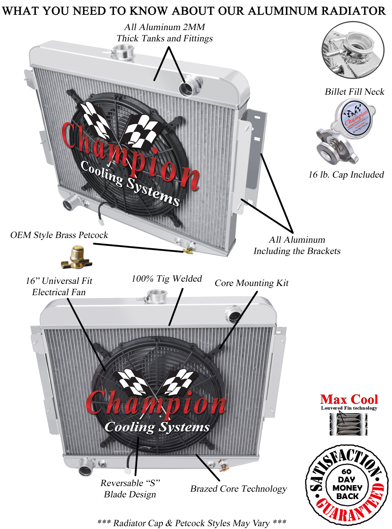 SR Champion 4 Row Radiator,16" Fan for 1966-1969 Dodge Charger Base Big V8 Eng SR Champion 4 Row Radiator,16" Fan for 1966-1969 Dodge Charger Base Big V8 Eng