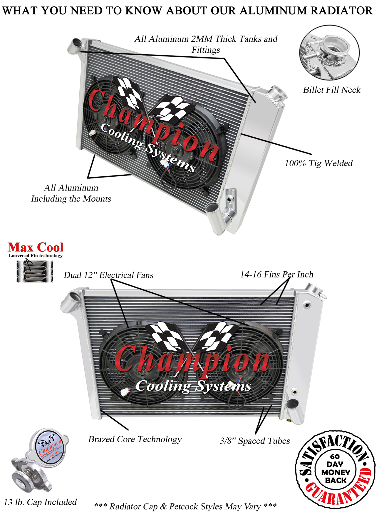 1969 - 1972 Chevrolet Corvette - Champion 3 Row Radiator with Dual 12in Fans 1969 - 1972 Chevrolet Corvette - Champion 3 Row Radiator with Dual 12in Fans