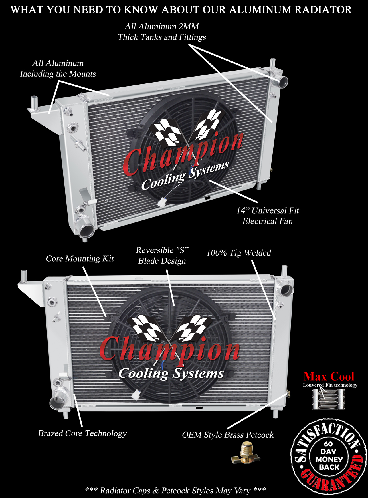 RN Champion 2 Row Radiator W/ 14" Fan for 1996 Ford Mustang V8 Engine #EC1775 RN Champion 2 Row Radiator W/ 14" Fan for 1996 Ford Mustang V8 Engine #EC1775