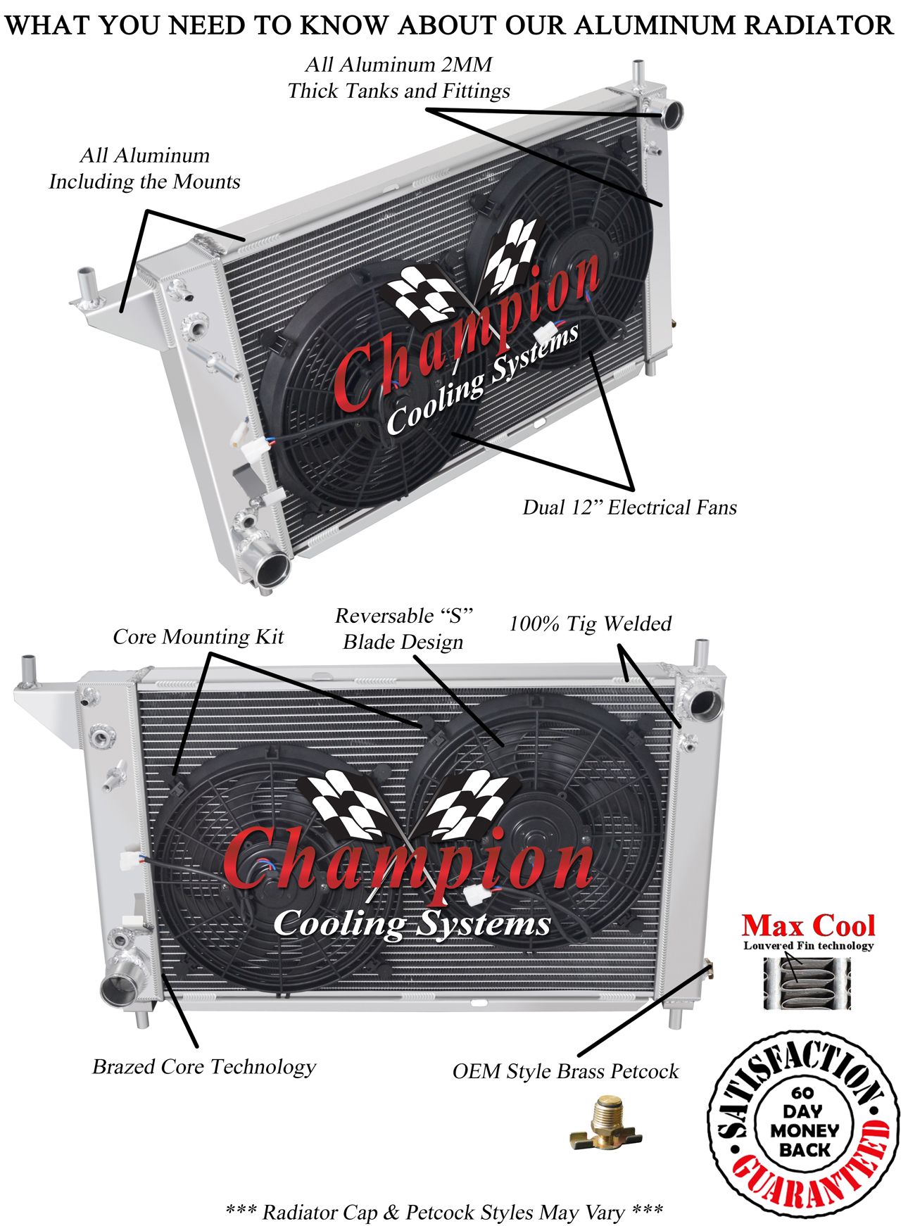 3 Row Discount Champion Radiator W/ 2 12" Fans for 1996 Ford Mustang V8 Engine 3 Row Discount Champion Radiator W/ 2 12" Fans for 1996 Ford Mustang V8 Engine