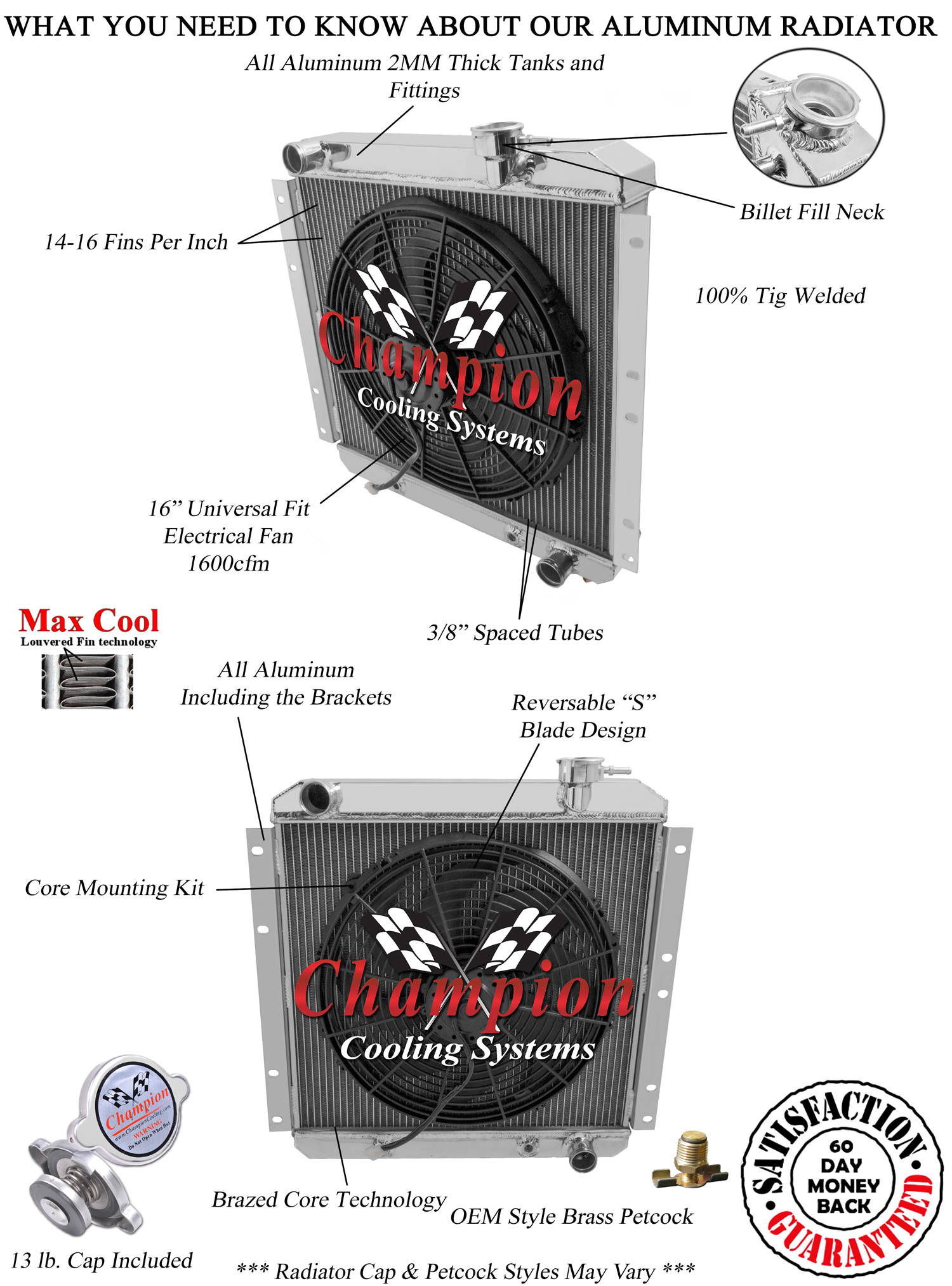 SR 2 Row 1" Tubes Radiator,16" Fan for 1958 - 1980 Toyota Land Cruiser V6 Engine