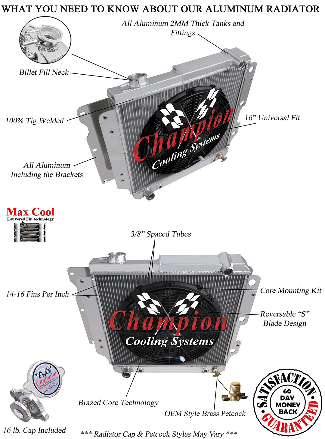 4 Row Discount Champion Radiator W/ 16" Fan for 1987 - 2006 Jeep Wrangler YJ