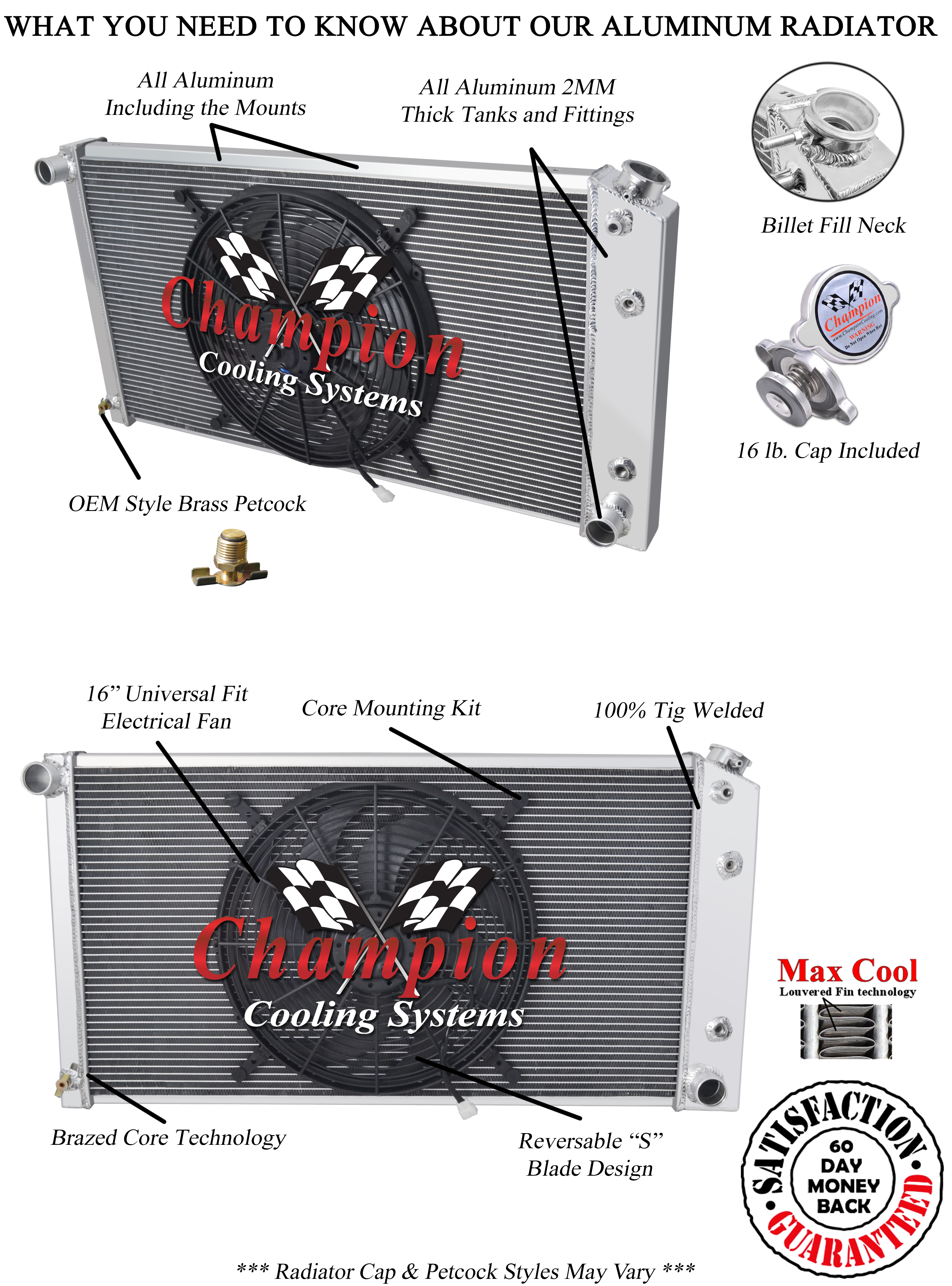3 Row Eagle Champion Radiator W/ 16" Fan for 1977 1978 Buick Riviera V8 Engine 3 Row Eagle Champion Radiator W/ 16" Fan for 1977 1978 Buick Riviera V8 Engine