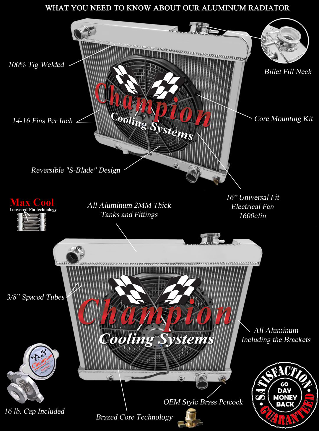 4 Row Radiator and Fan Combo For 61-66 GM/C/K Truck