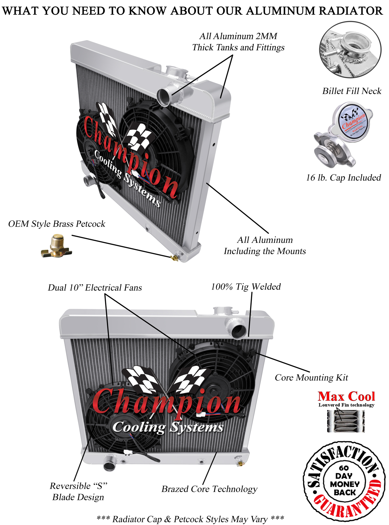 Super Champion 4 Row All Aluminum Radiator W/ 2 10" Fans for 1960 - 1964 Buick Super Champion 4 Row All Aluminum Radiator W/ 2 10" Fans for 1960 - 1964 Buick