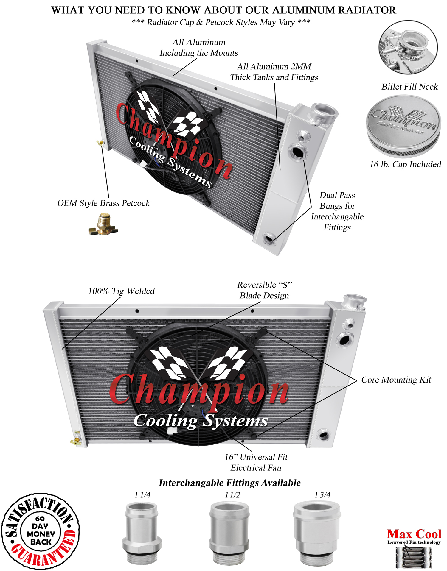 SR 3 Row DP Radiator 28",16" Fan,1.25,1.5 for 1967-1972 Chevy Pickup Trucks LS