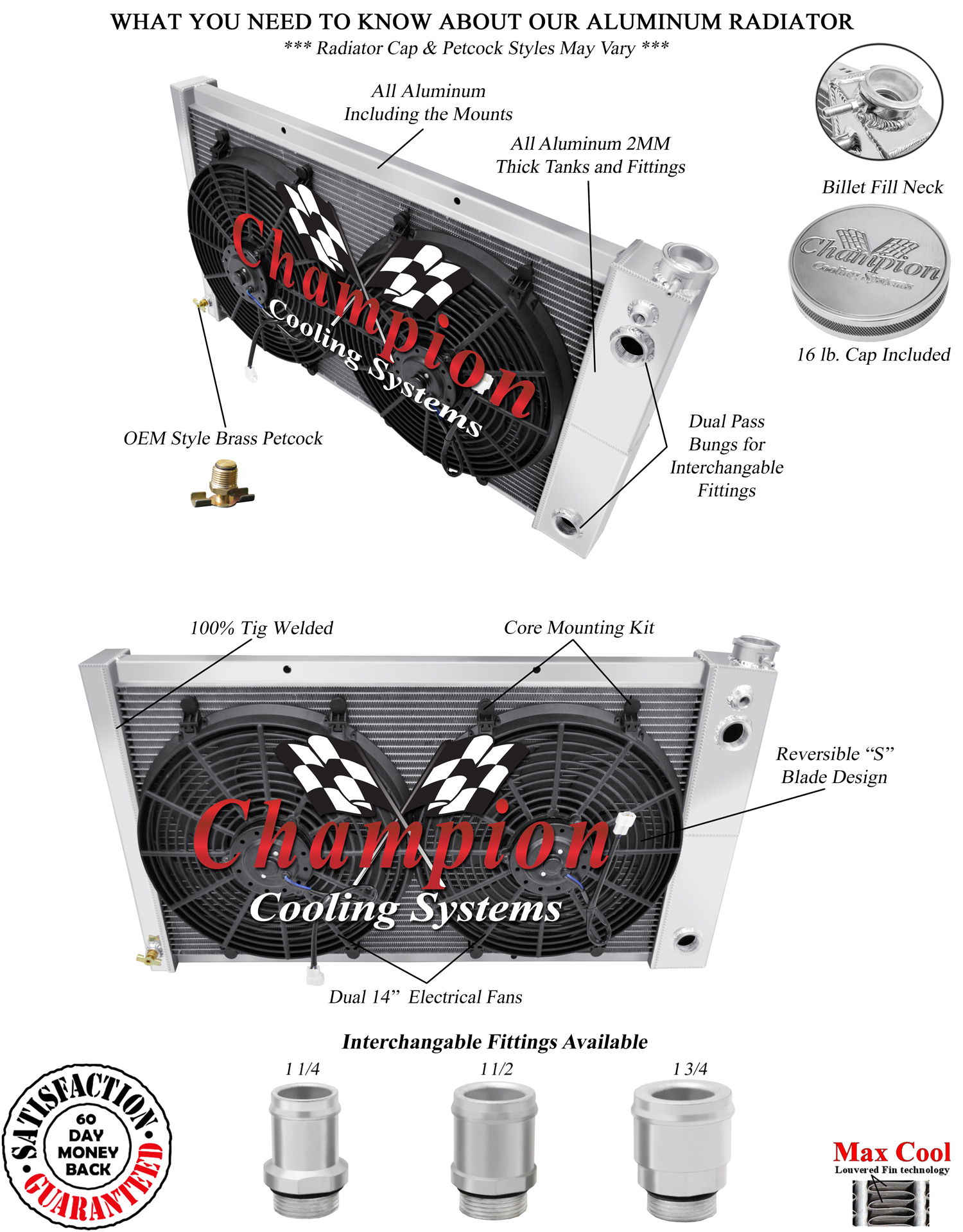 SR 3 Row DP Radiator 28",14" Fans,1.5,1.5 for 1967-1972 Chevy Pickup Trucks LS