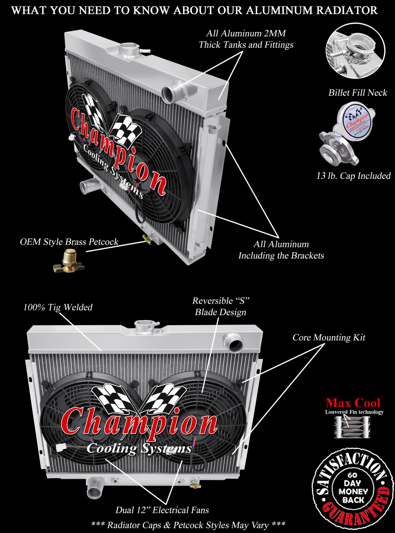 2 Row Radiator and Fan Combo For 67-70 Mustang/Cougar
