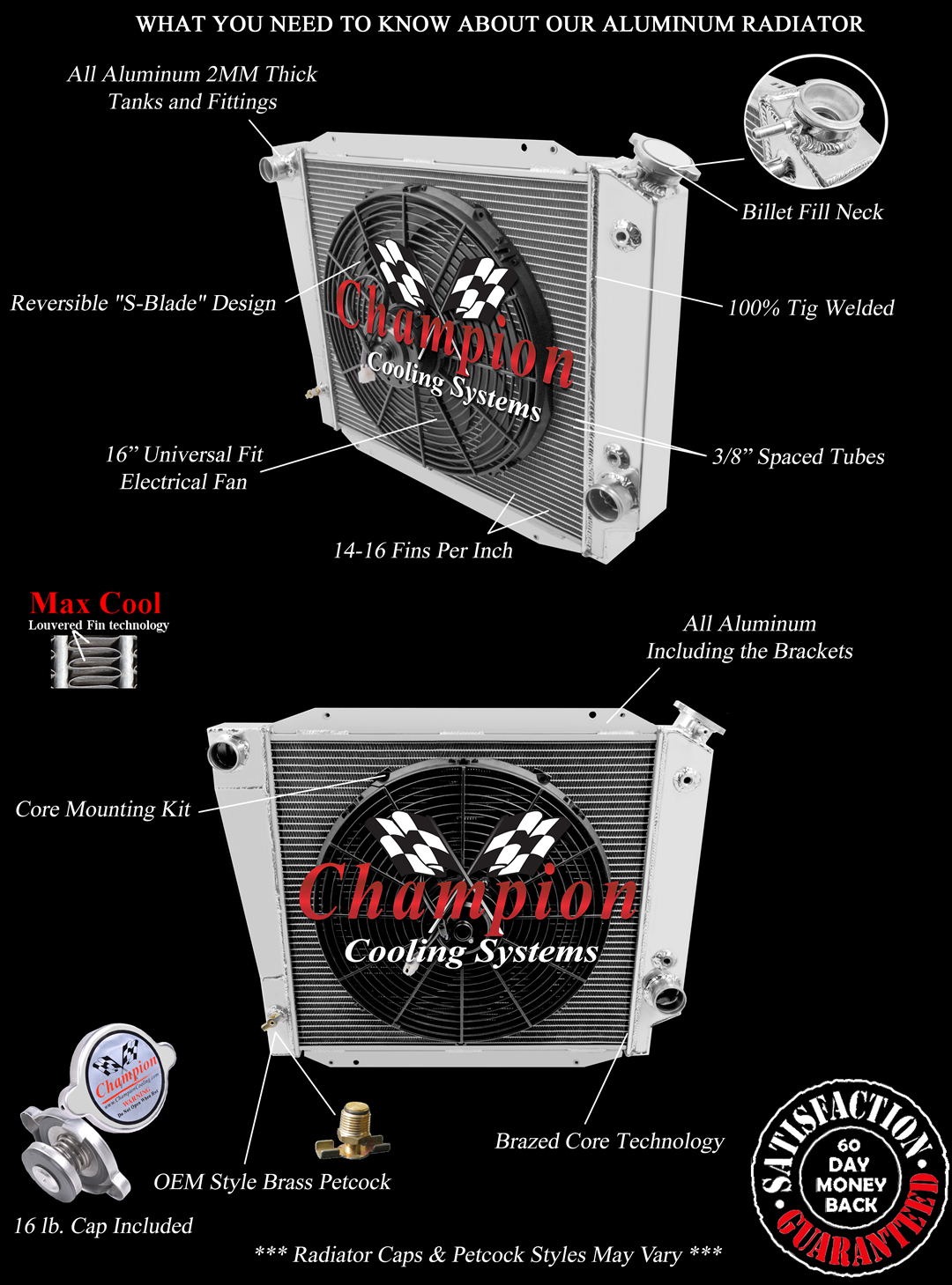 4 Row Radiator and Fan Combo For 69-77 Ford Bronco