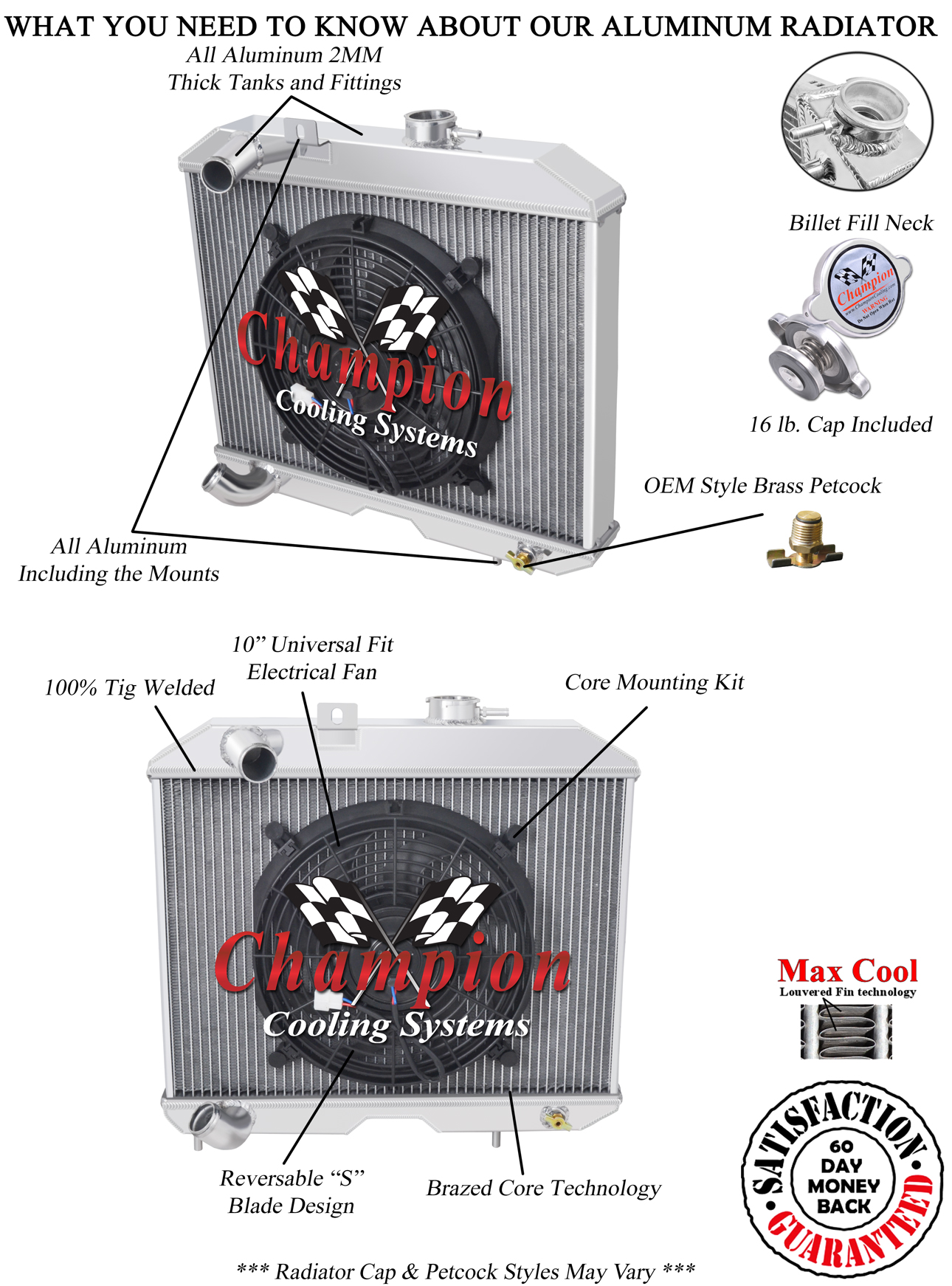 1941-1952 Jeep Willys MB Aluminum 3 Row Champion Radiator
