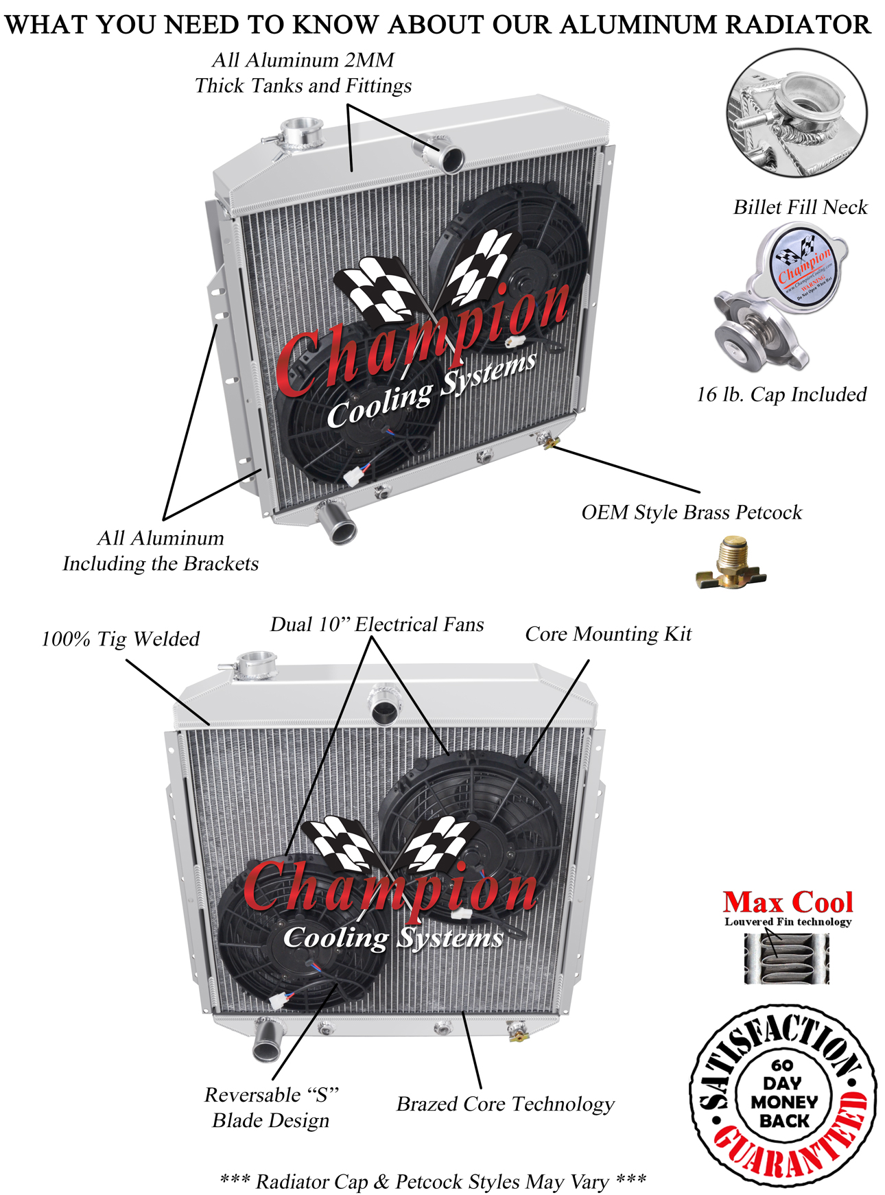 1953 1954 1955 1956 Ford Truck 3 Row Advanced Radiator w/ 2 10