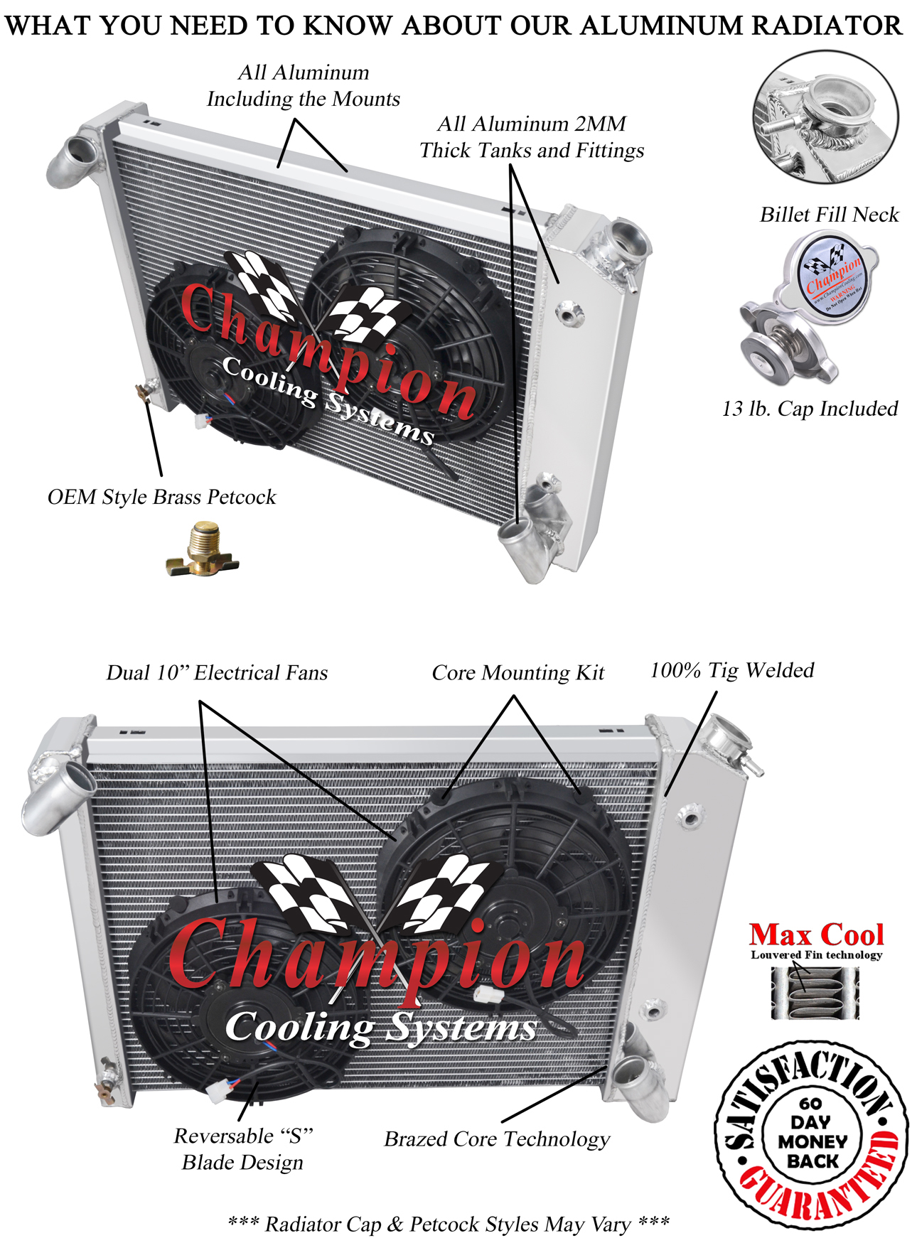 3 Row All Aluminum Champion RR Radiator CC615