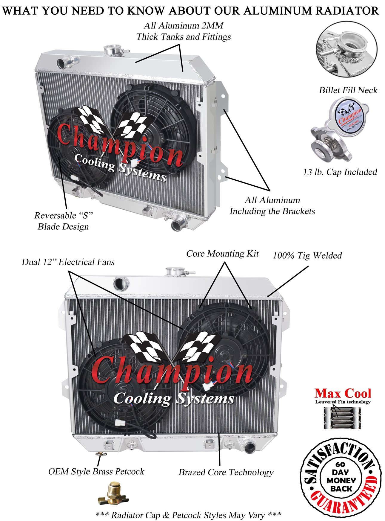 SR Champion 2 Row Radiator W/ 2 10" Fans for 1975 - 1978 Nissan 280Z L6 Engine SR Champion 2 Row Radiator W/ 2 10" Fans for 1975 - 1978 Nissan 280Z L6 Engine