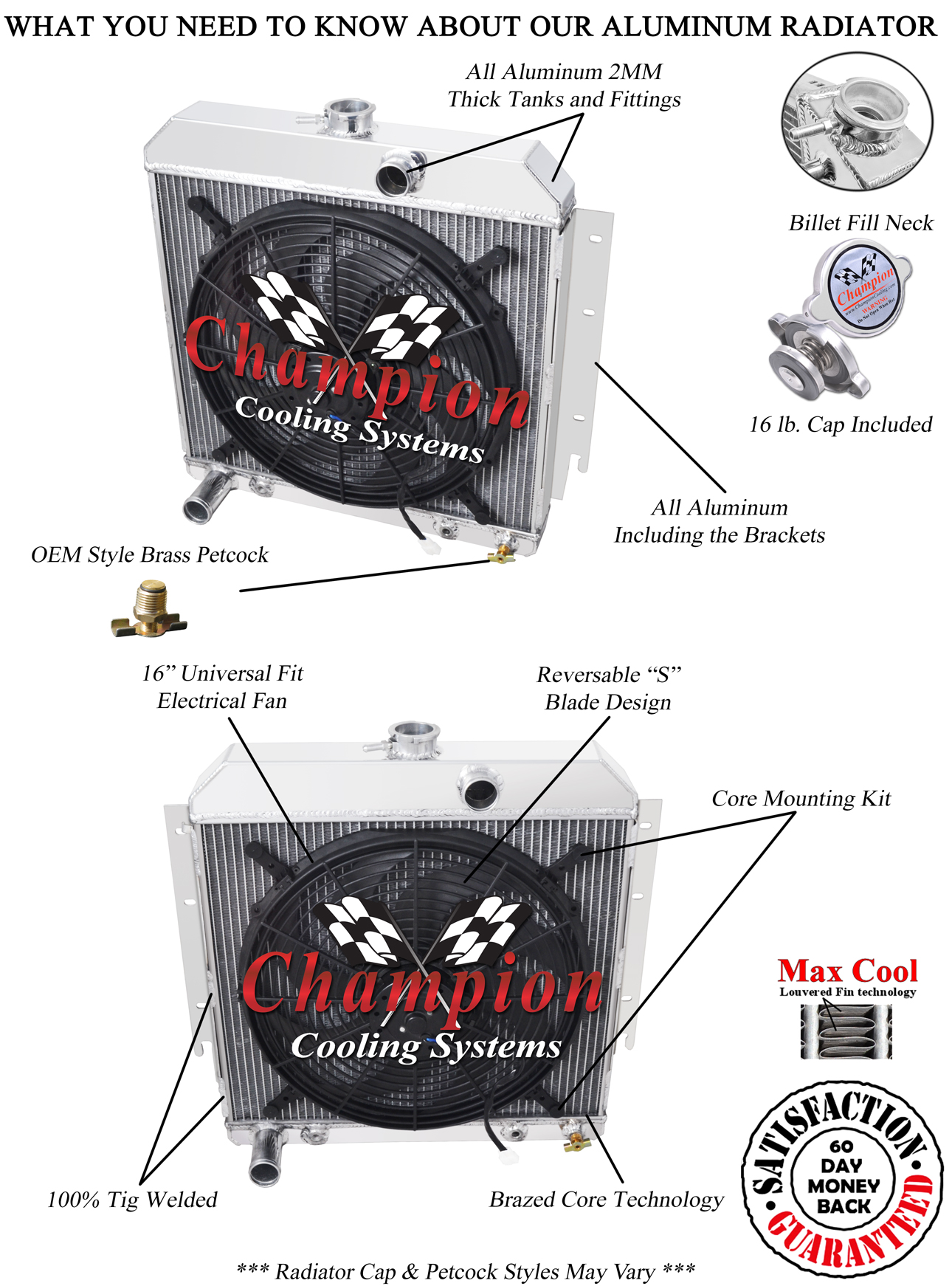 2 Row 1" Tubes DR Champion Radiator W/ 16" Fan for 1964 Dodge Dart V8 Engine 2 Row 1" Tubes DR Champion Radiator W/ 16" Fan for 1964 Dodge Dart V8 Engine