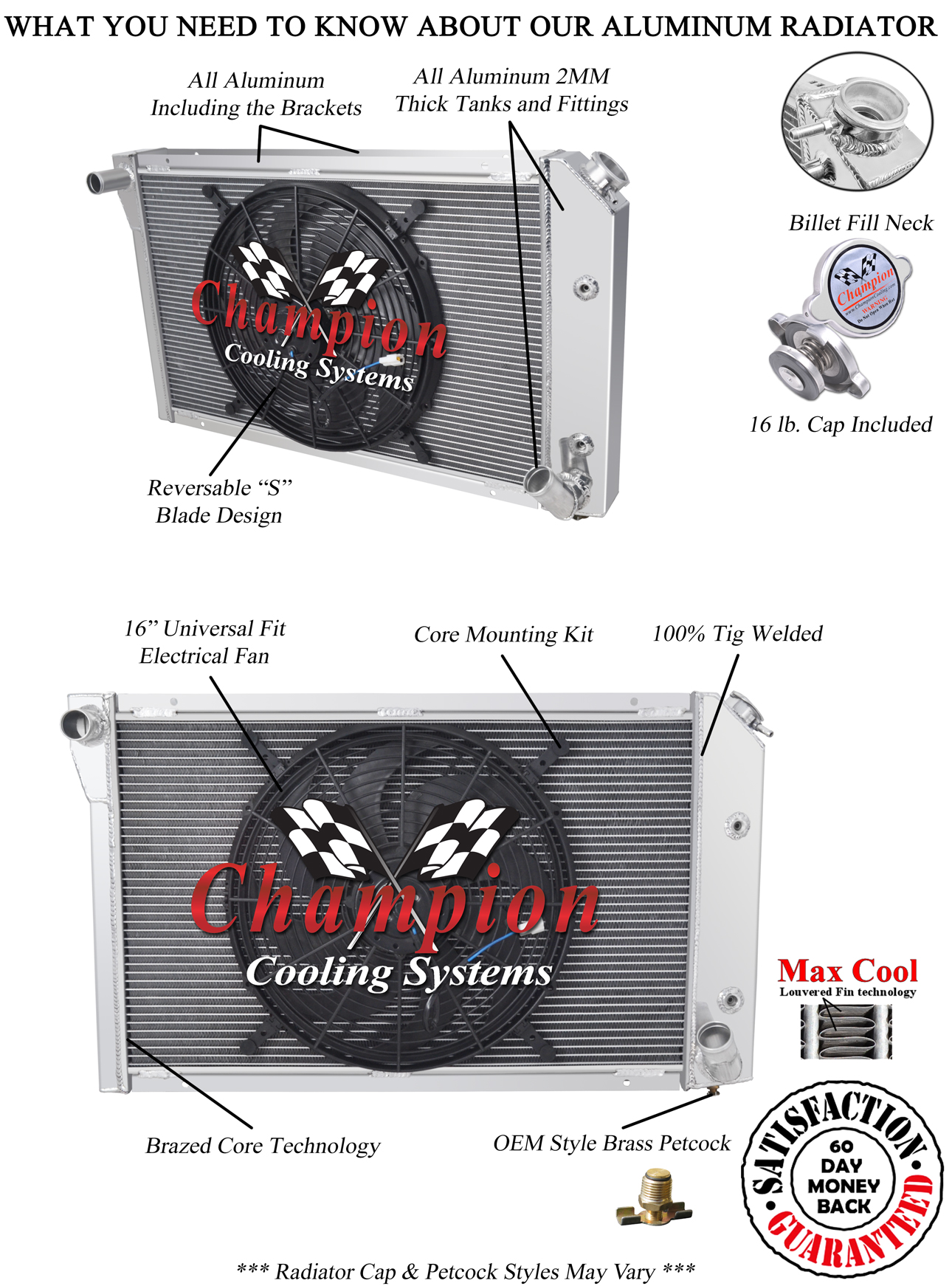 SR 2 Row 1" Tubes Radiator, 16" Fan for 1977 - 1982 Chevrolet Corvette V8 Engine SR 2 Row 1" Tubes Radiator, 16" Fan for 1977 - 1982 Chevrolet Corvette V8 Engine