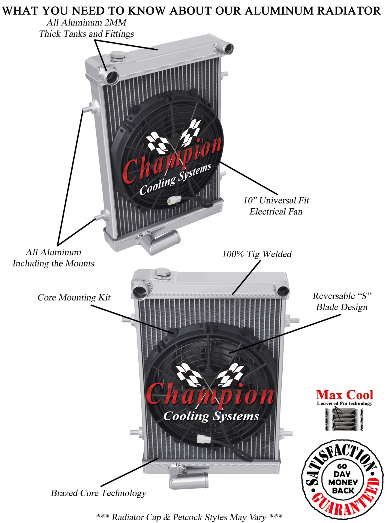 SR Champion 3 Row Radiator W/ 10" Fan for 1979 1980 Triumph Spitfire #CC7980