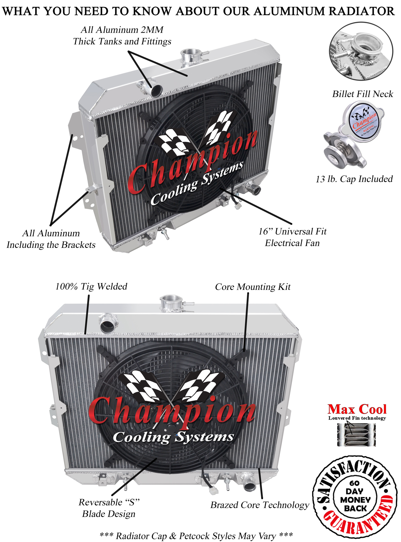 3 Row WR Champion Radiator w/ 16" Fan for 1981 1982 1983 Nissan 280ZX L6 Engine